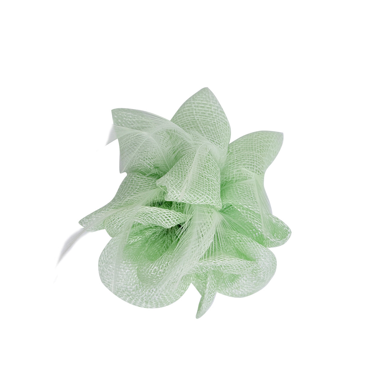 FT26090 Small Flower Shaped Sinamay Clip-On Fascinator with Feather