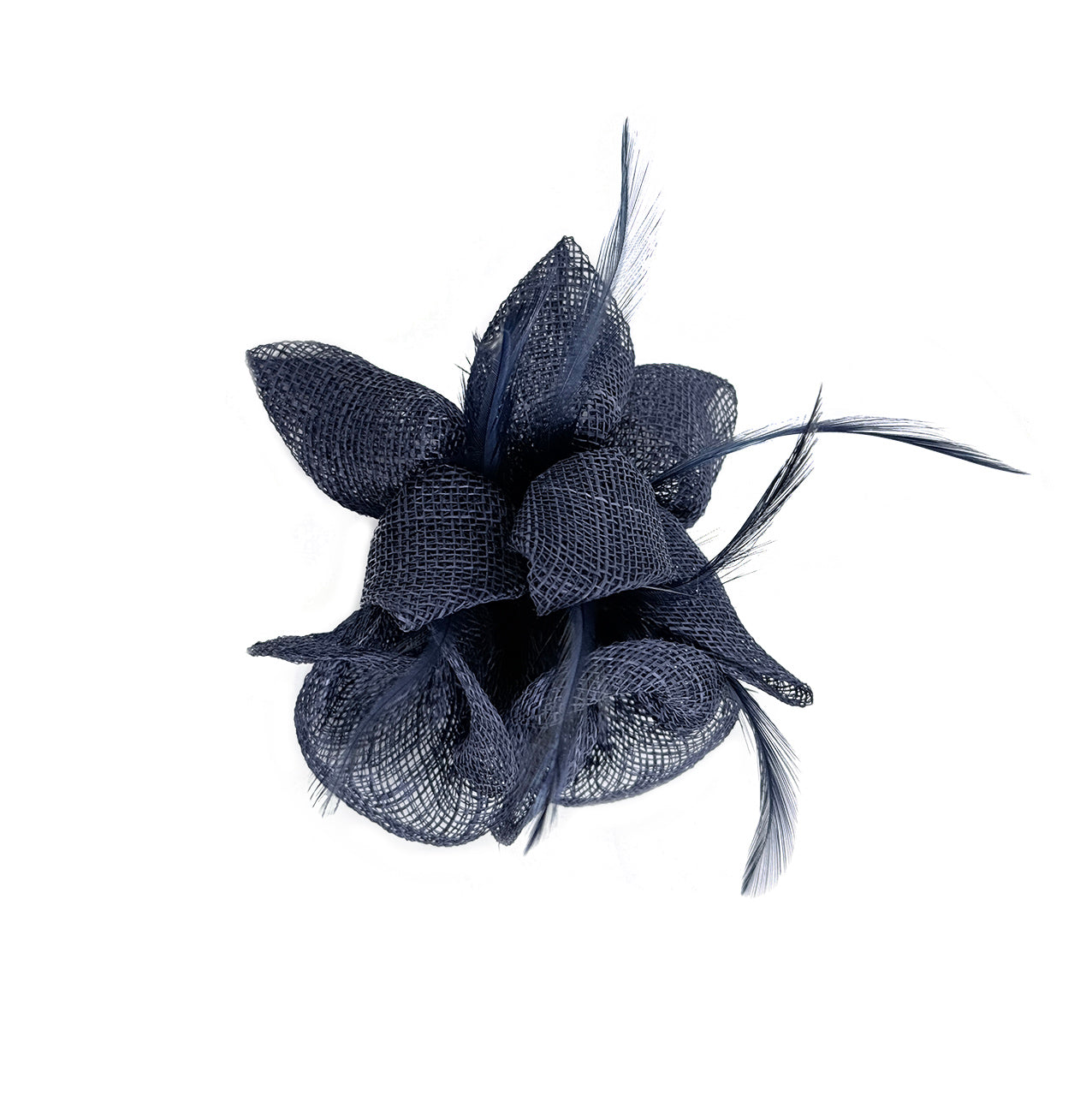 FT26090 Small Flower Shaped Sinamay Clip-On Fascinator with Feather