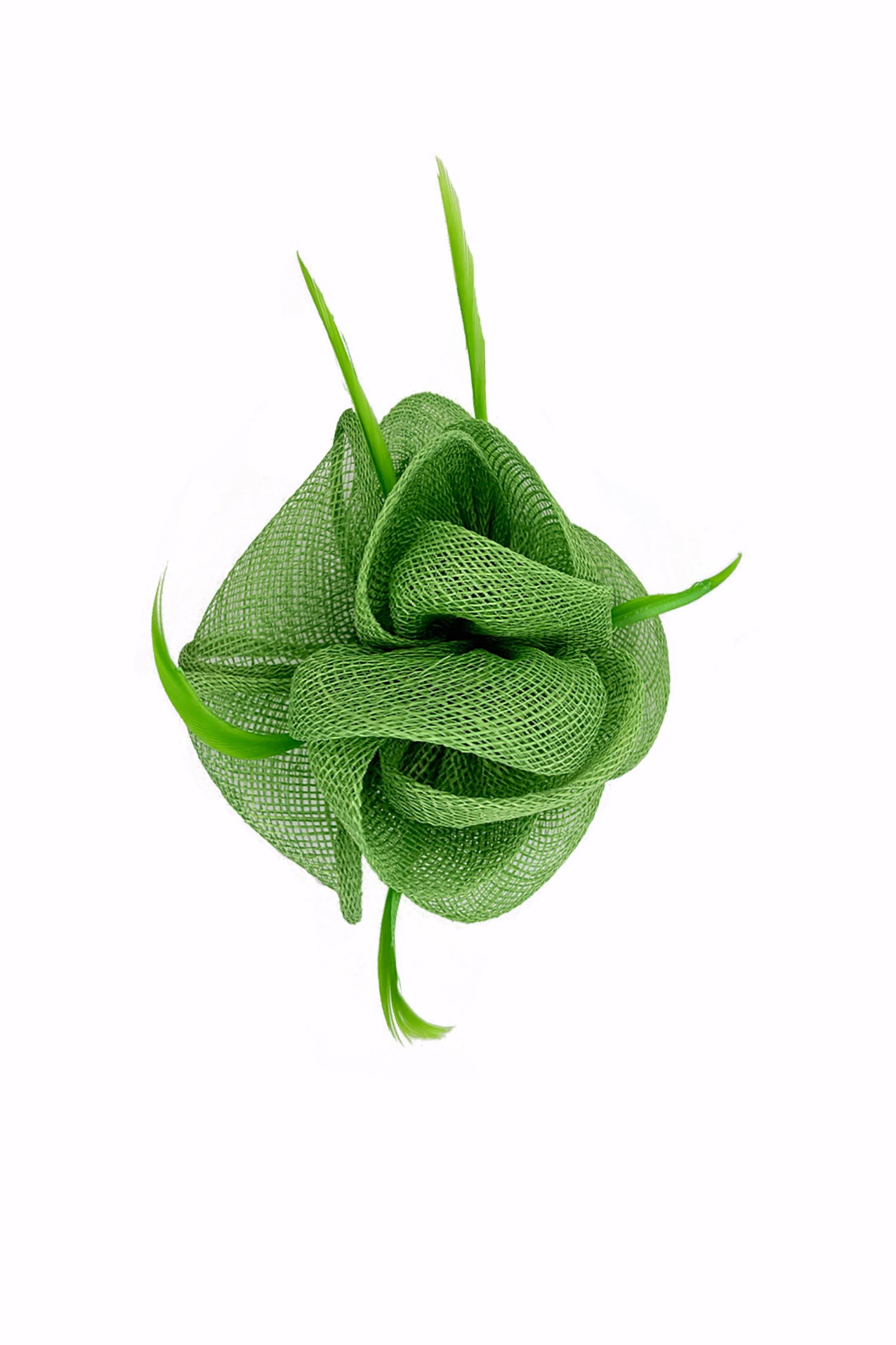 FT26092 Small Flower Shaped Sinamay Clip-On Fascinator with Feather Detail