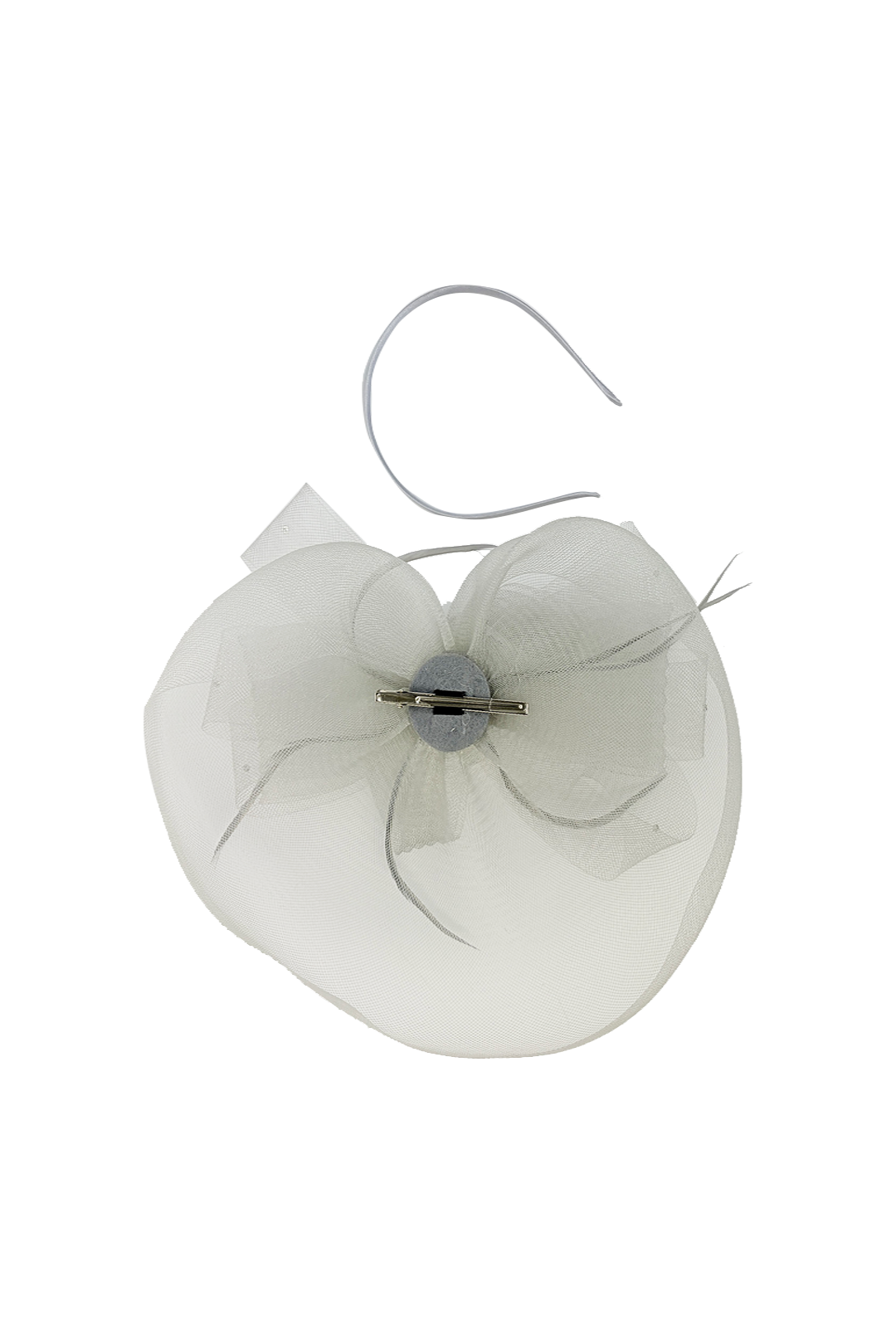 FT2610 Large Mesh Net Fascinator with Feathers and Diamante Detail