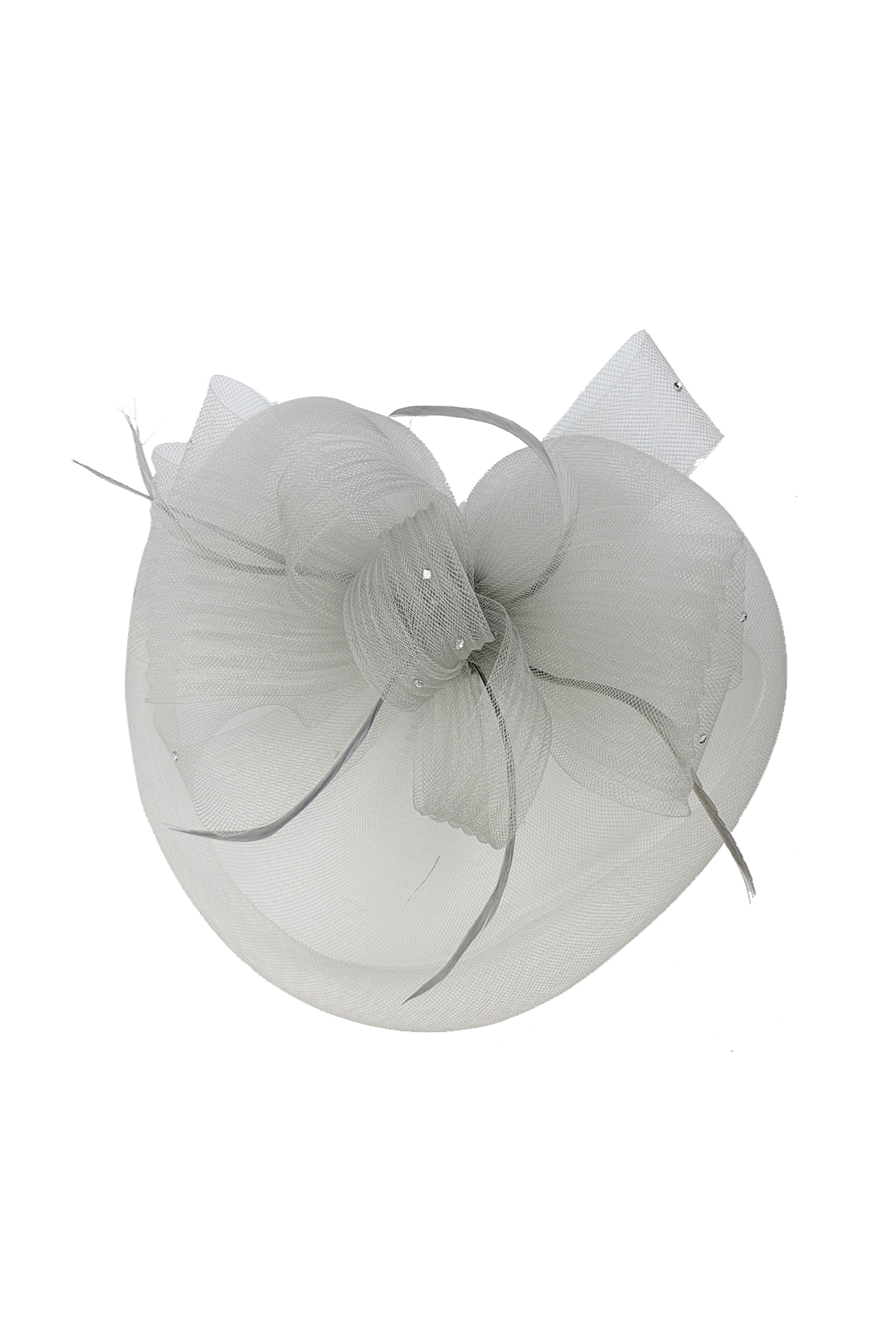 FT2610 Large Mesh Net Fascinator with Feathers and Diamante Detail