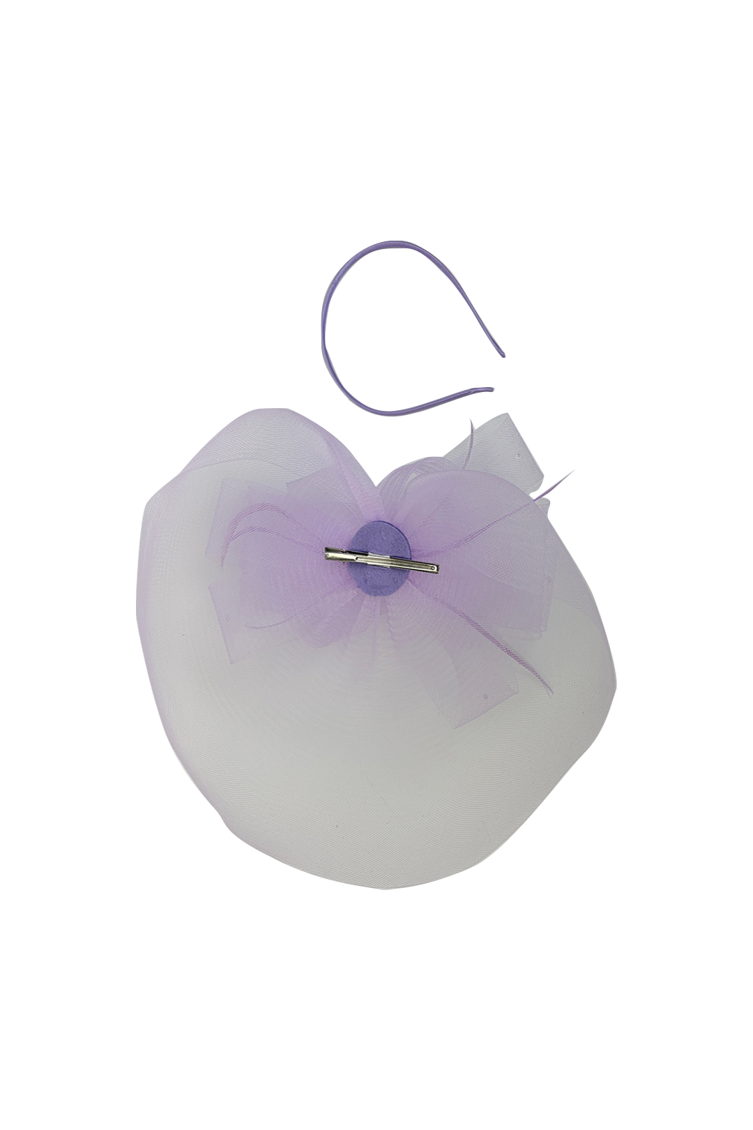 FT2610 Large Mesh Net Fascinator with Feathers and Diamante Detail