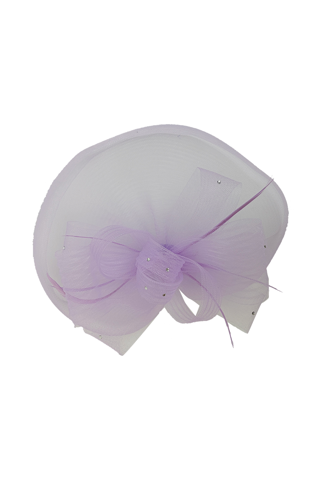 FT2610 Large Mesh Net Fascinator with Feathers and Diamante Detail