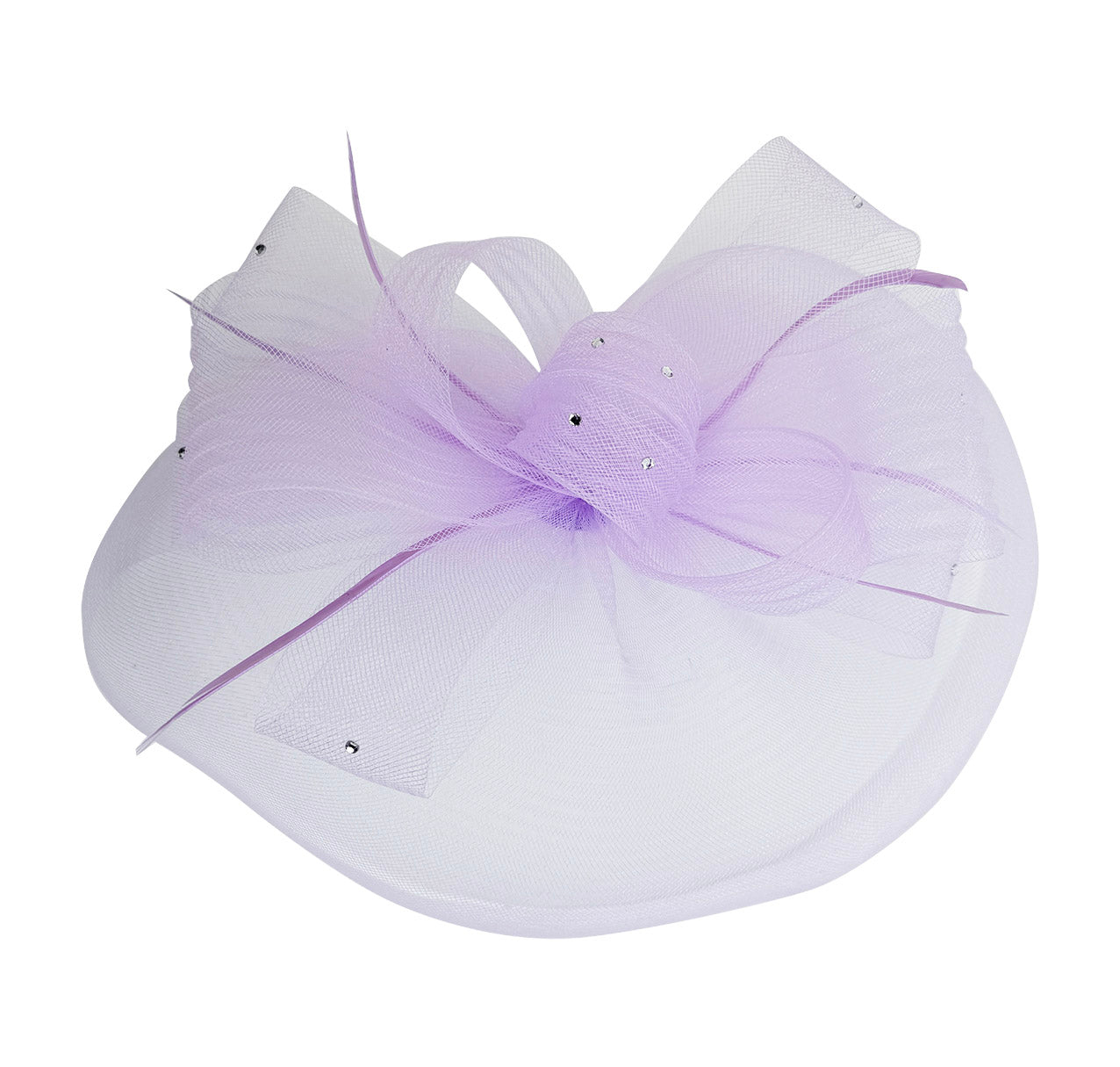 FT2610 Large Mesh Net Fascinator with Feathers and Diamante Detail