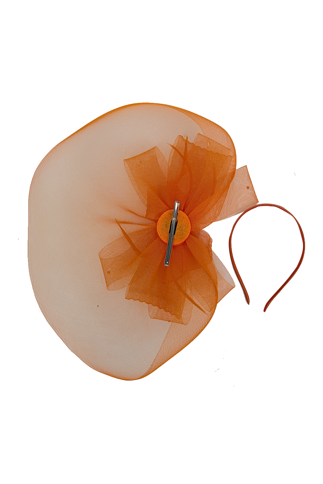 FT2610 Large Mesh Net Fascinator with Feathers and Diamante Detail