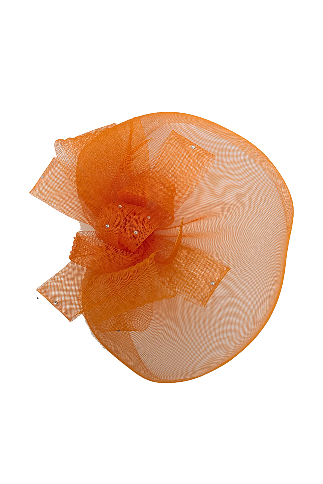 FT2610 Large Mesh Net Fascinator with Feathers and Diamante Detail