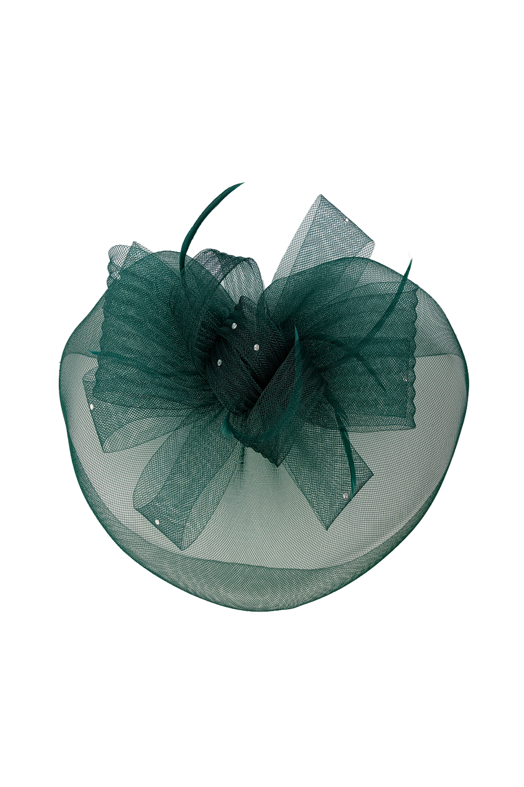 FT2610 Large Mesh Net Fascinator with Feathers and Diamante Detail