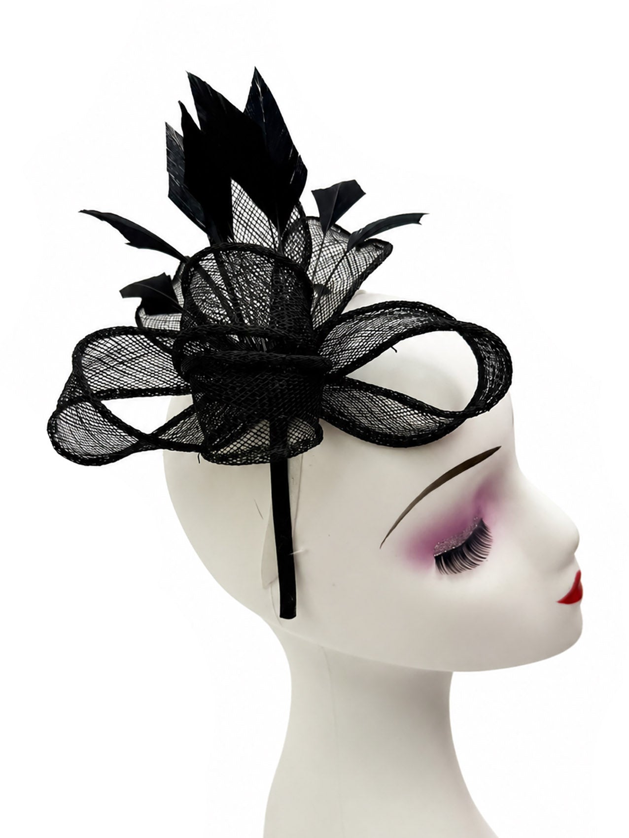 FT26150 Sinamay Fascinator with Feathers Detailing