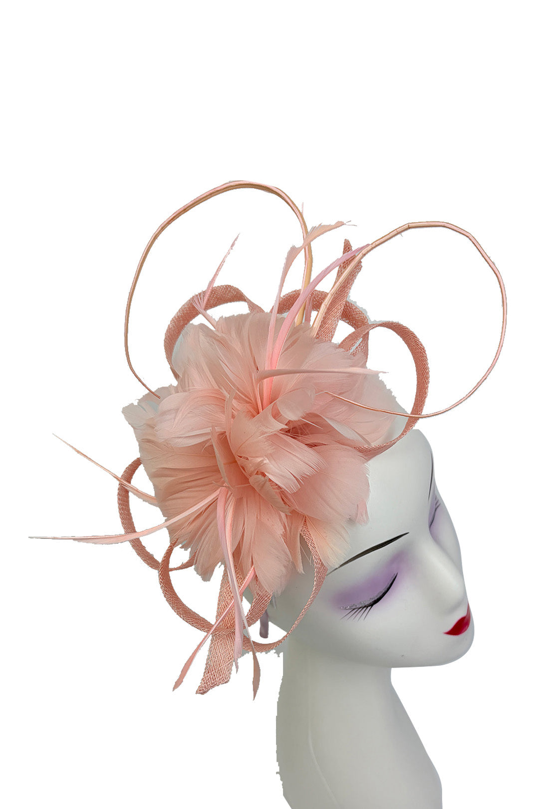 FT26180 Flower Feathers Fascinator with Sinamay Curls