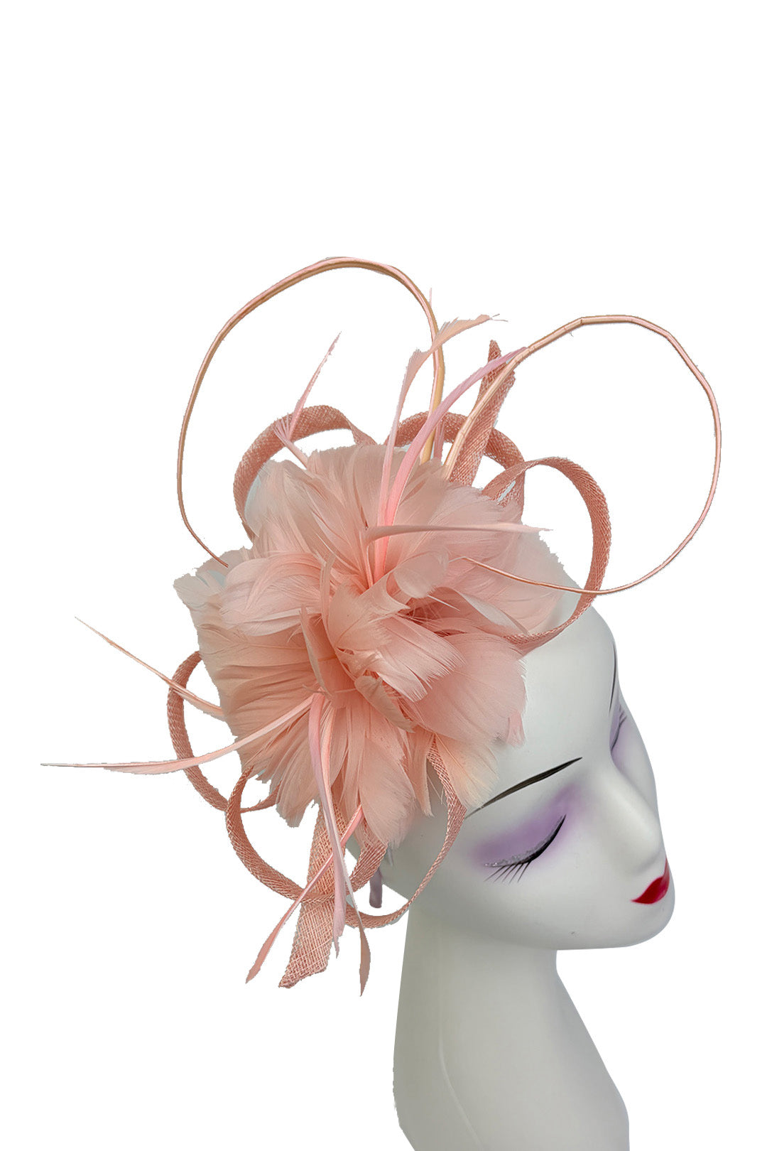 FT26180 Flower Feathers Fascinator with Sinamay Curls