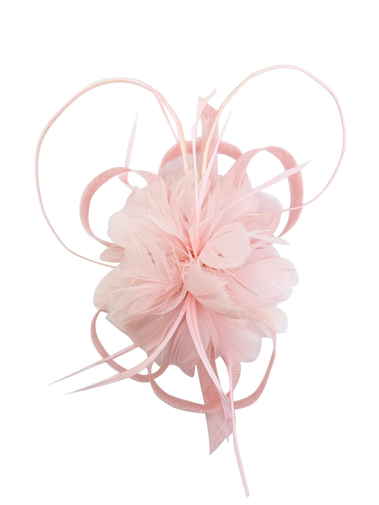 FT26180 Flower Feathers Fascinator with Sinamay Curls
