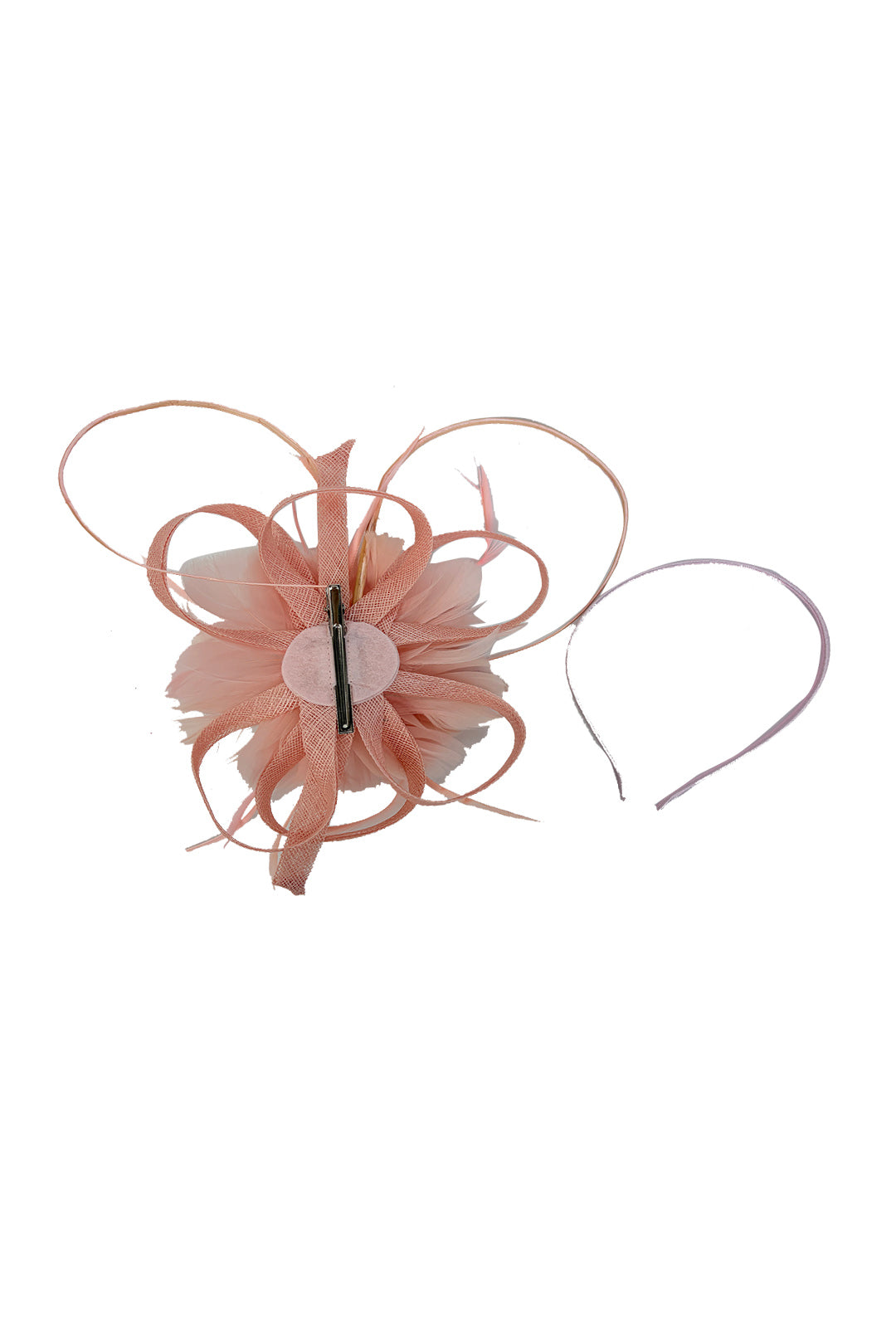 FT26180 Flower Feathers Fascinator with Sinamay Curls