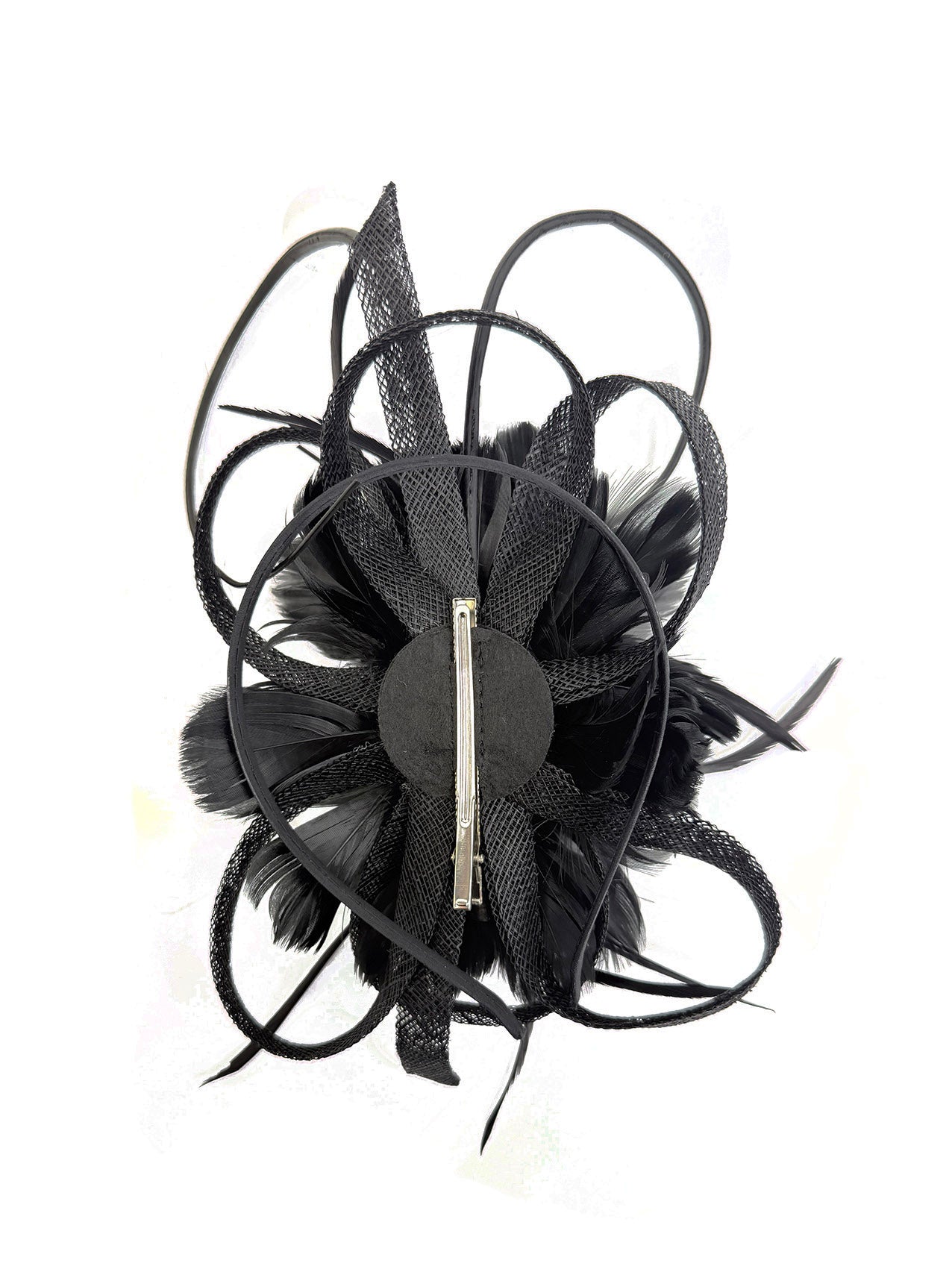 FT26180 Flower Feathers Fascinator with Sinamay Curls