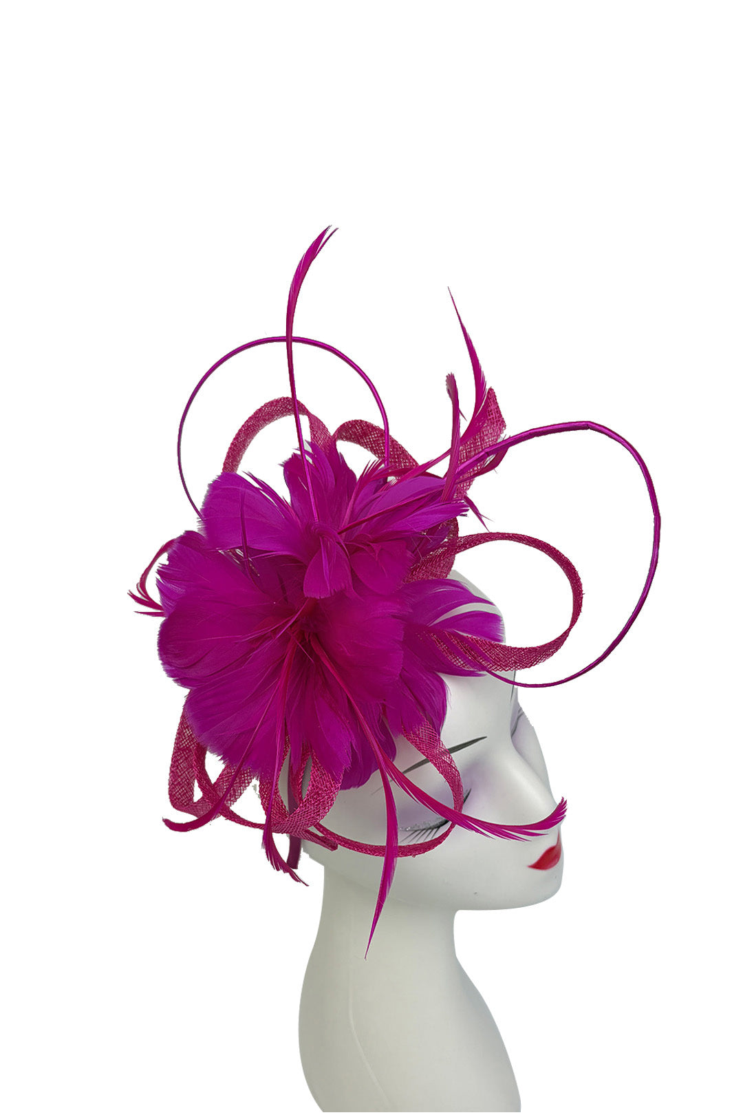 FT26180 Flower Feathers Fascinator with Sinamay Curls