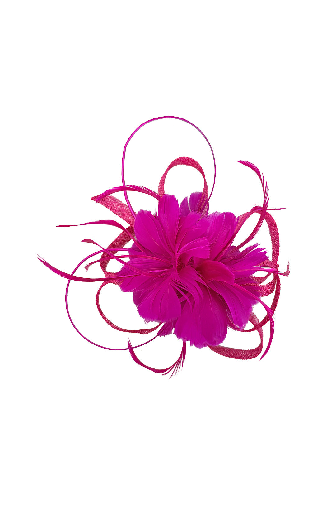 FT26180 Flower Feathers Fascinator with Sinamay Curls