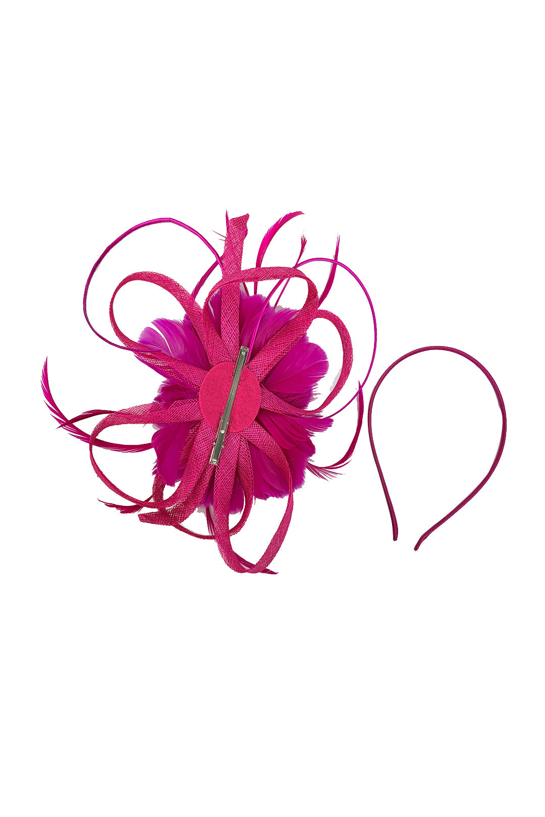 FT26180 Flower Feathers Fascinator with Sinamay Curls