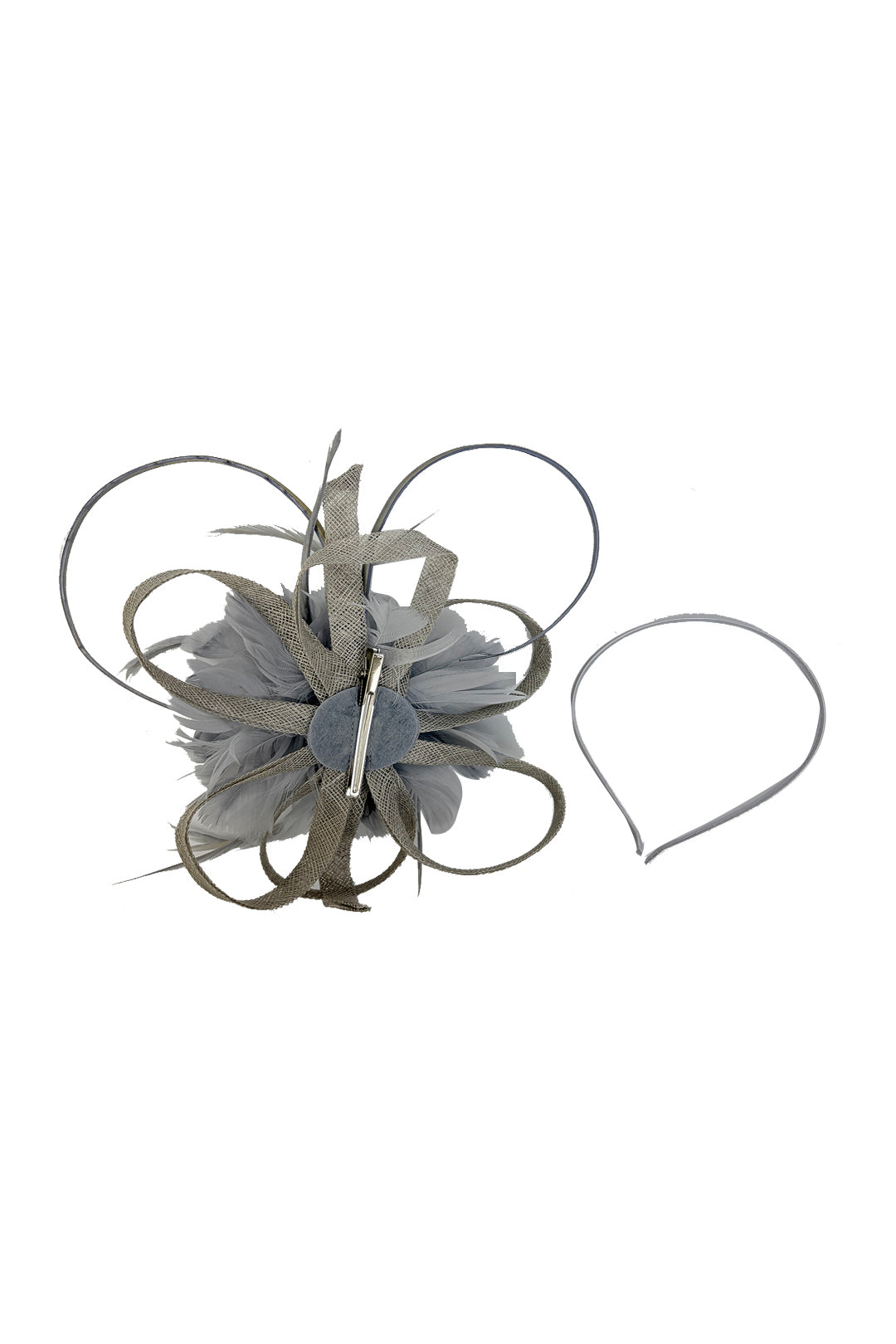 FT26180 Flower Feathers Fascinator with Sinamay Curls