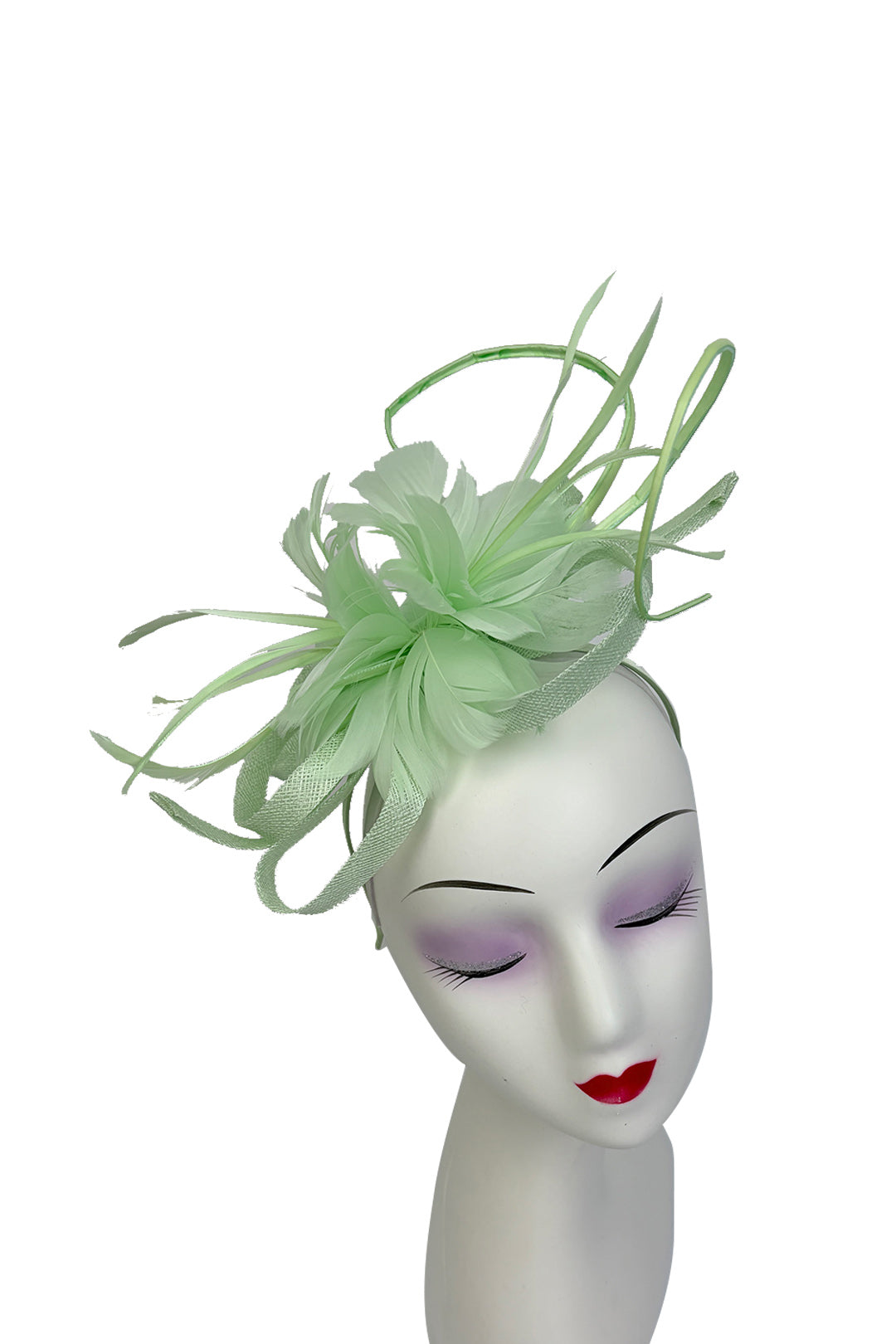 FT26180 Flower Feathers Fascinator with Sinamay Curls