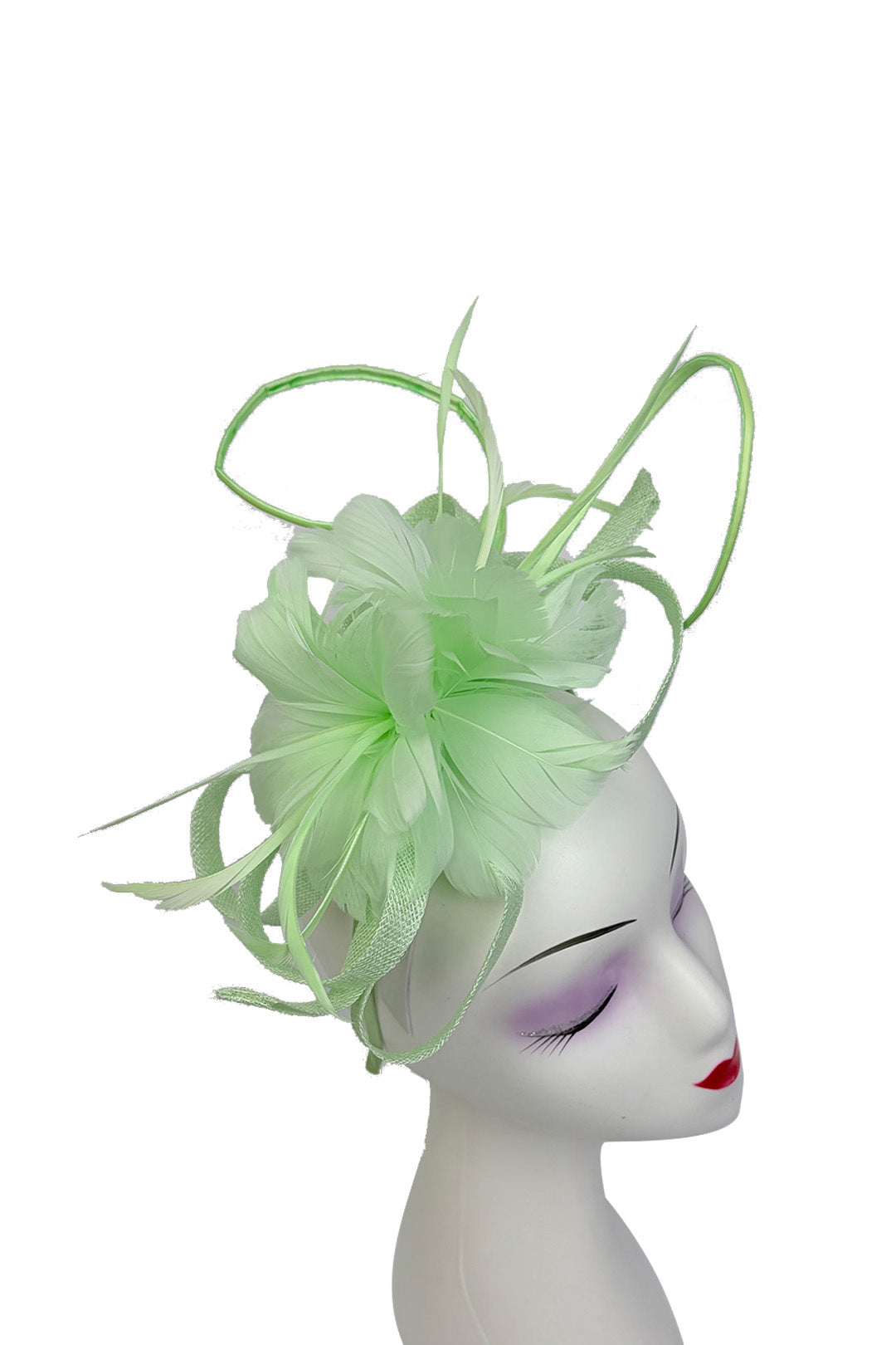 FT26180 Flower Feathers Fascinator with Sinamay Curls