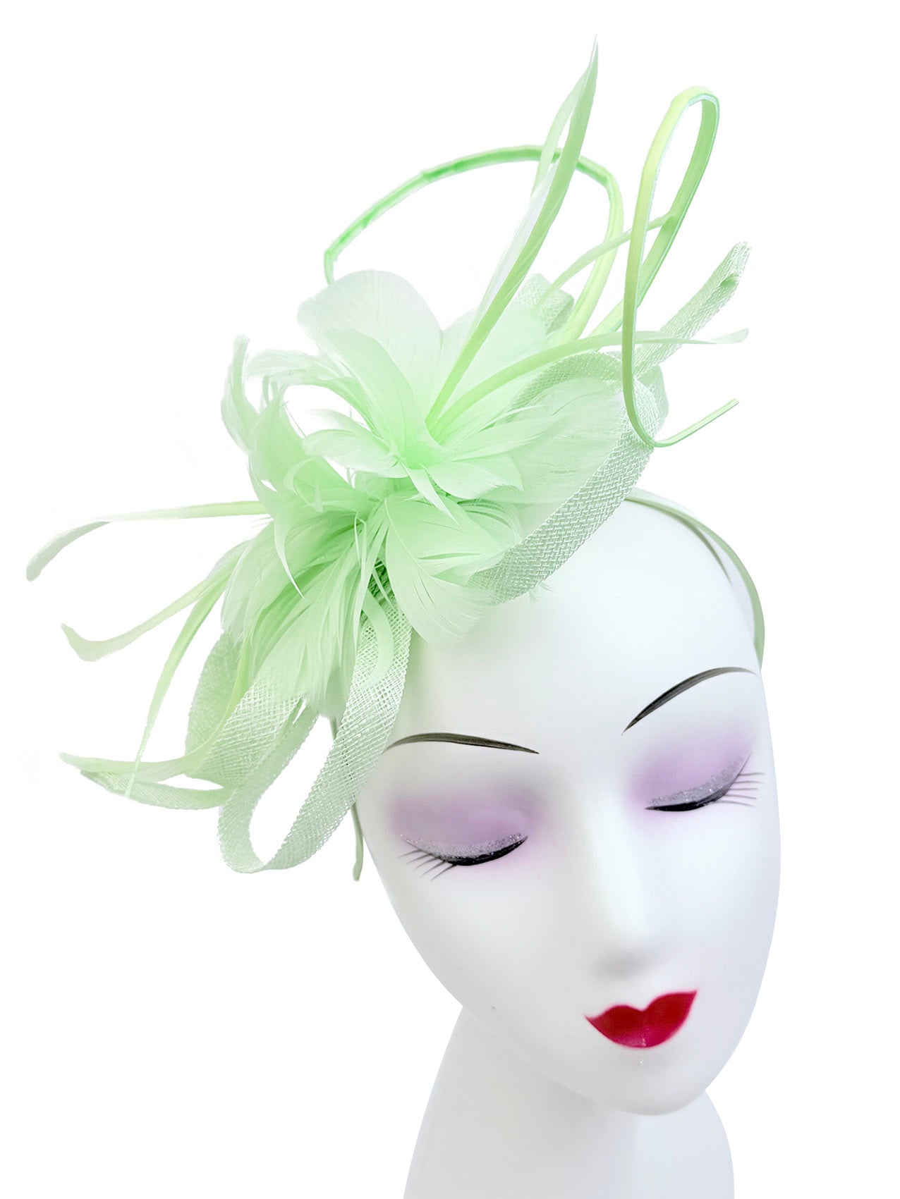 FT26180 Flower Feathers Fascinator with Sinamay Curls