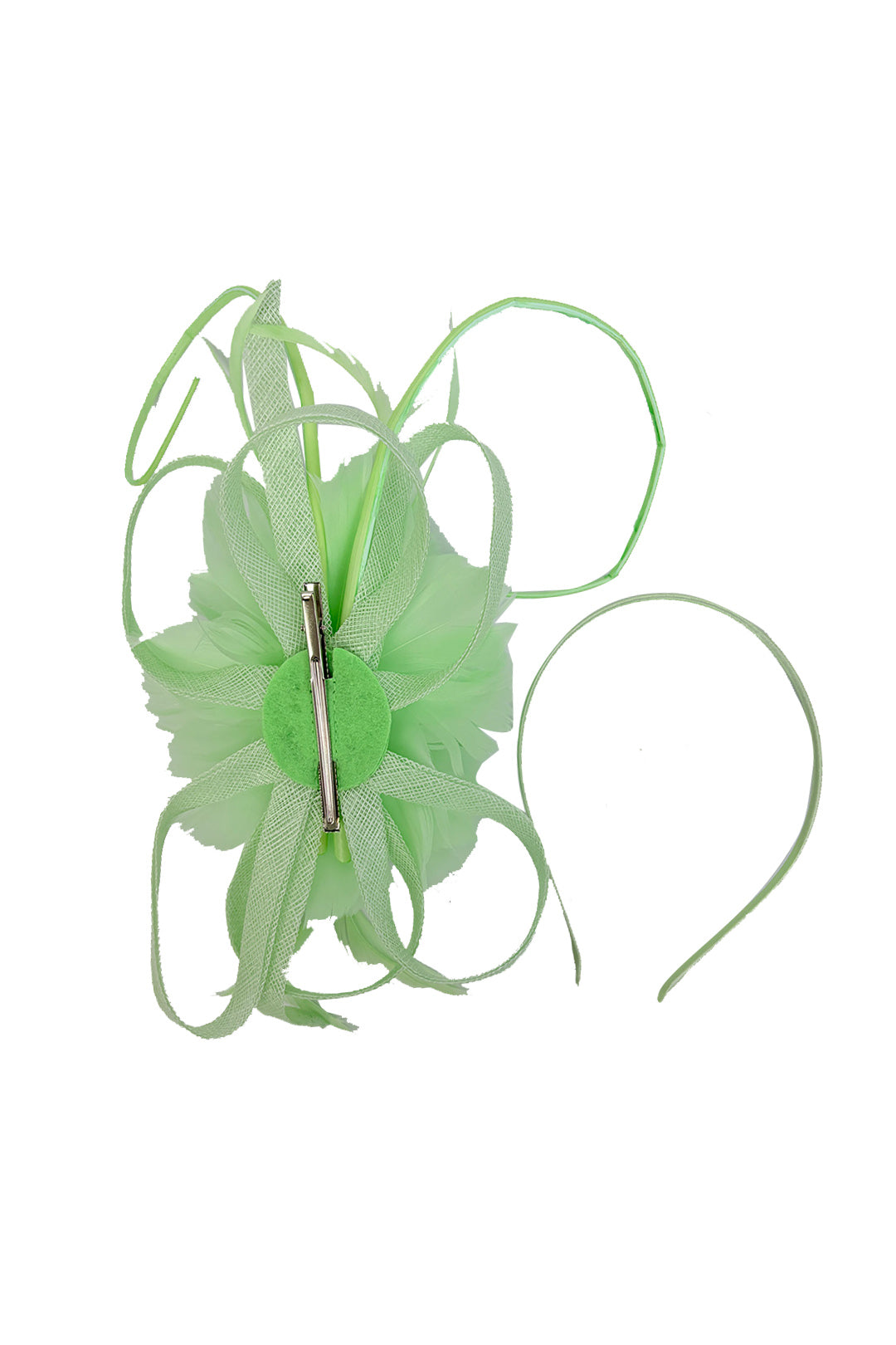 FT26180 Flower Feathers Fascinator with Sinamay Curls