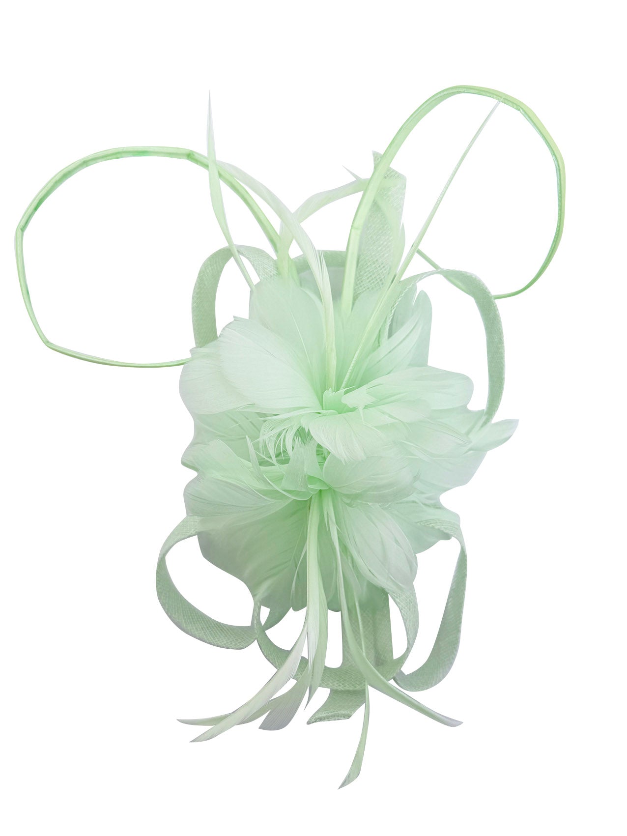 FT26180 Flower Feathers Fascinator with Sinamay Curls