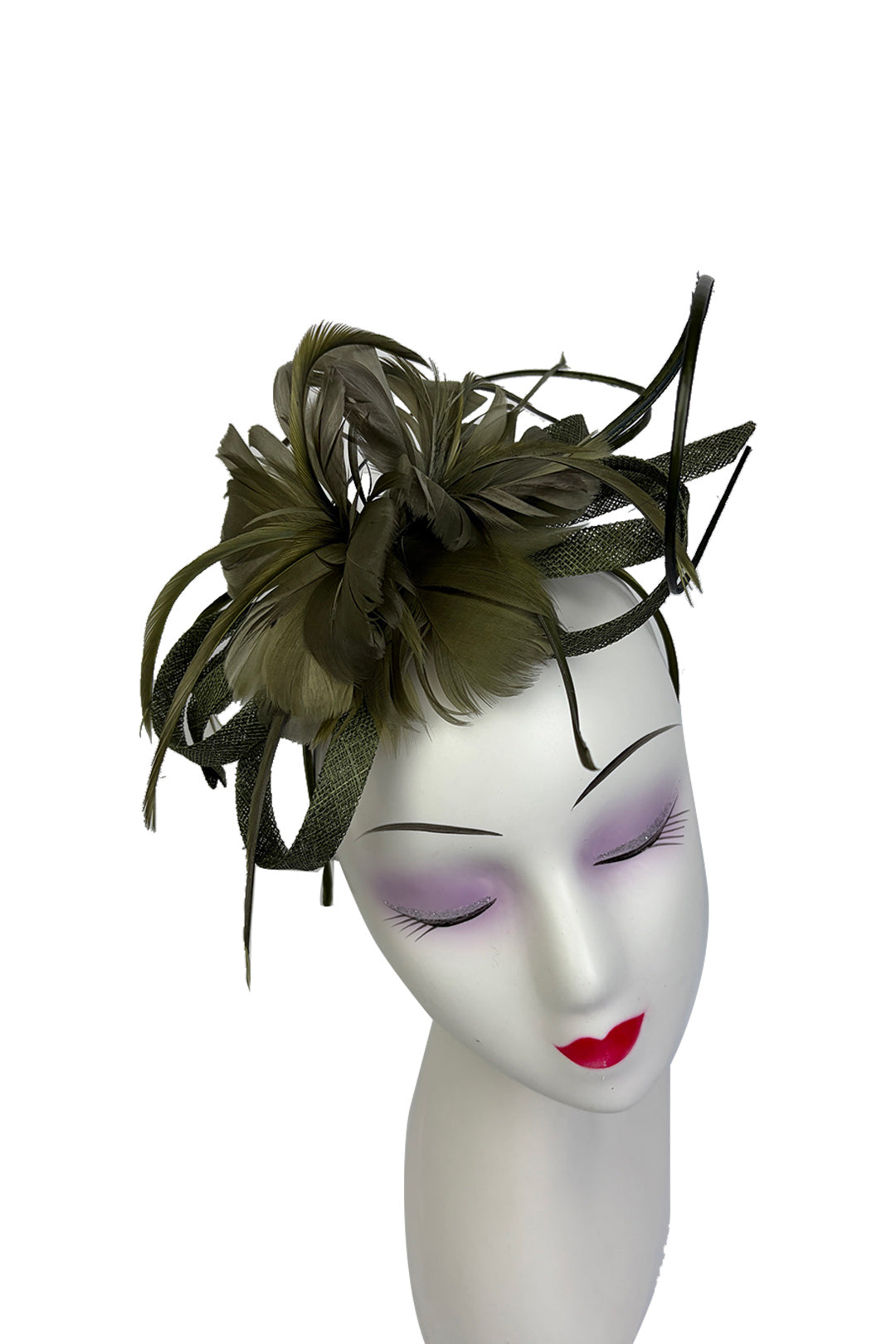 FT26180 Flower Feathers Fascinator with Sinamay Curls