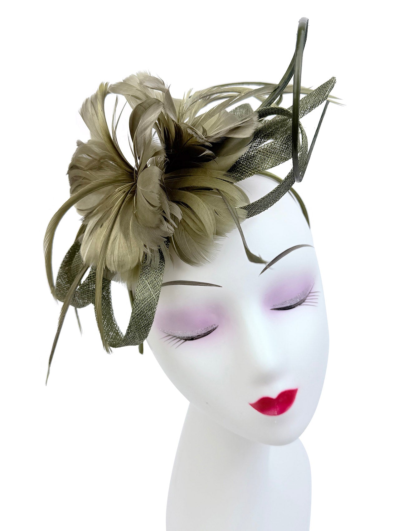 FT26180 Flower Feathers Fascinator with Sinamay Curls