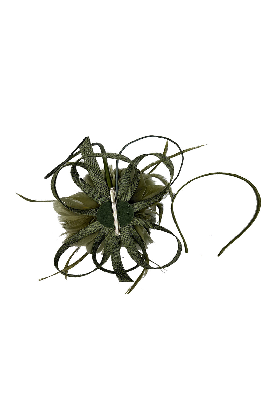 FT26180 Flower Feathers Fascinator with Sinamay Curls