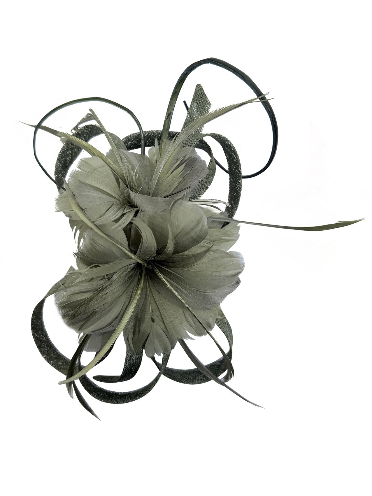 FT26180 Flower Feathers Fascinator with Sinamay Curls