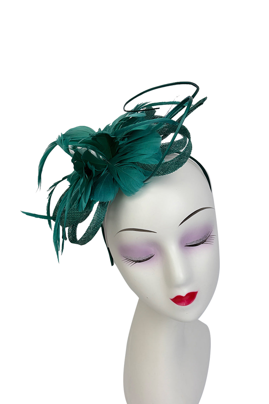 FT26180 Flower Feathers Fascinator with Sinamay Curls
