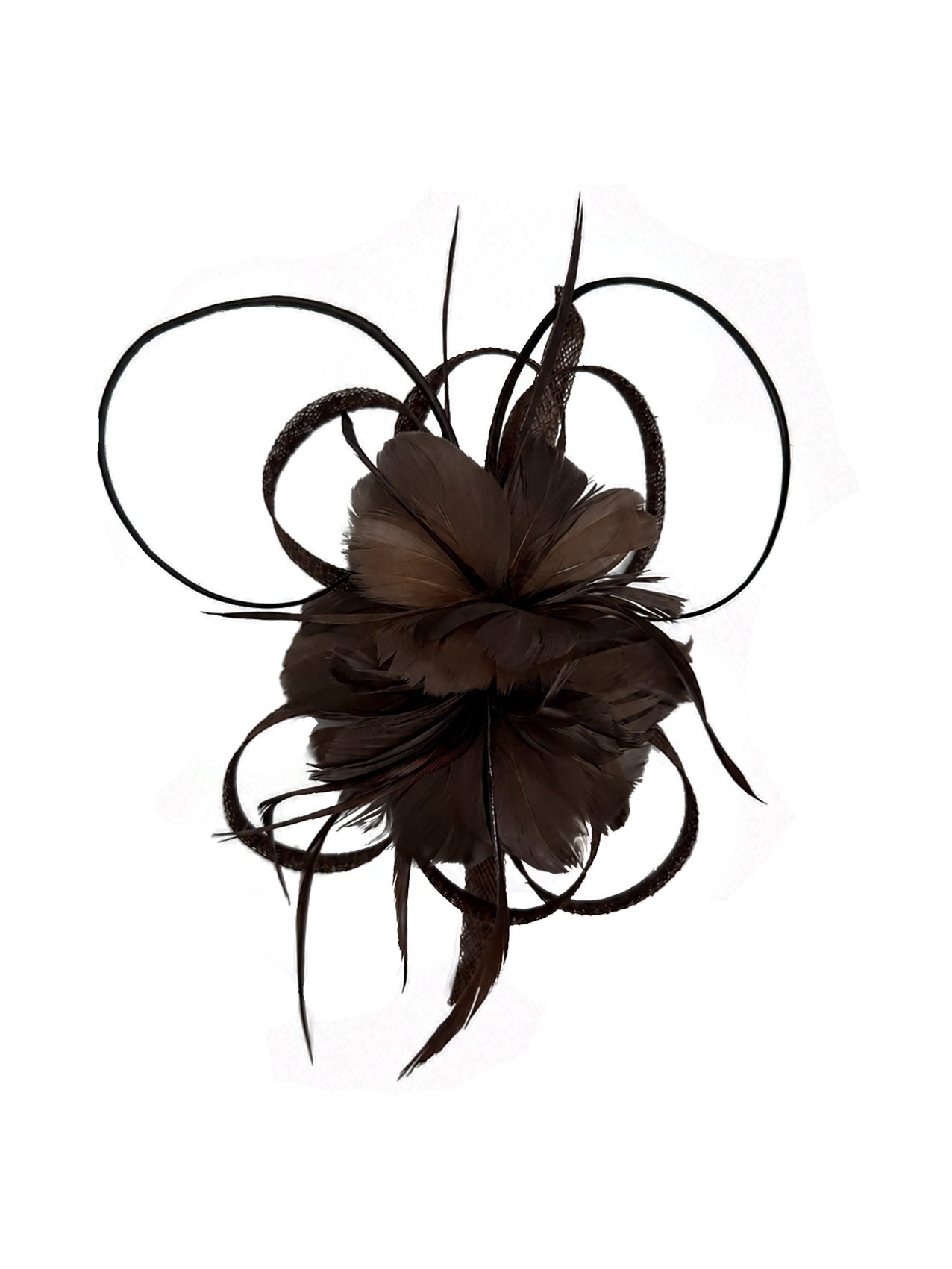 FT26180 Flower Feathers Fascinator with Sinamay Curls