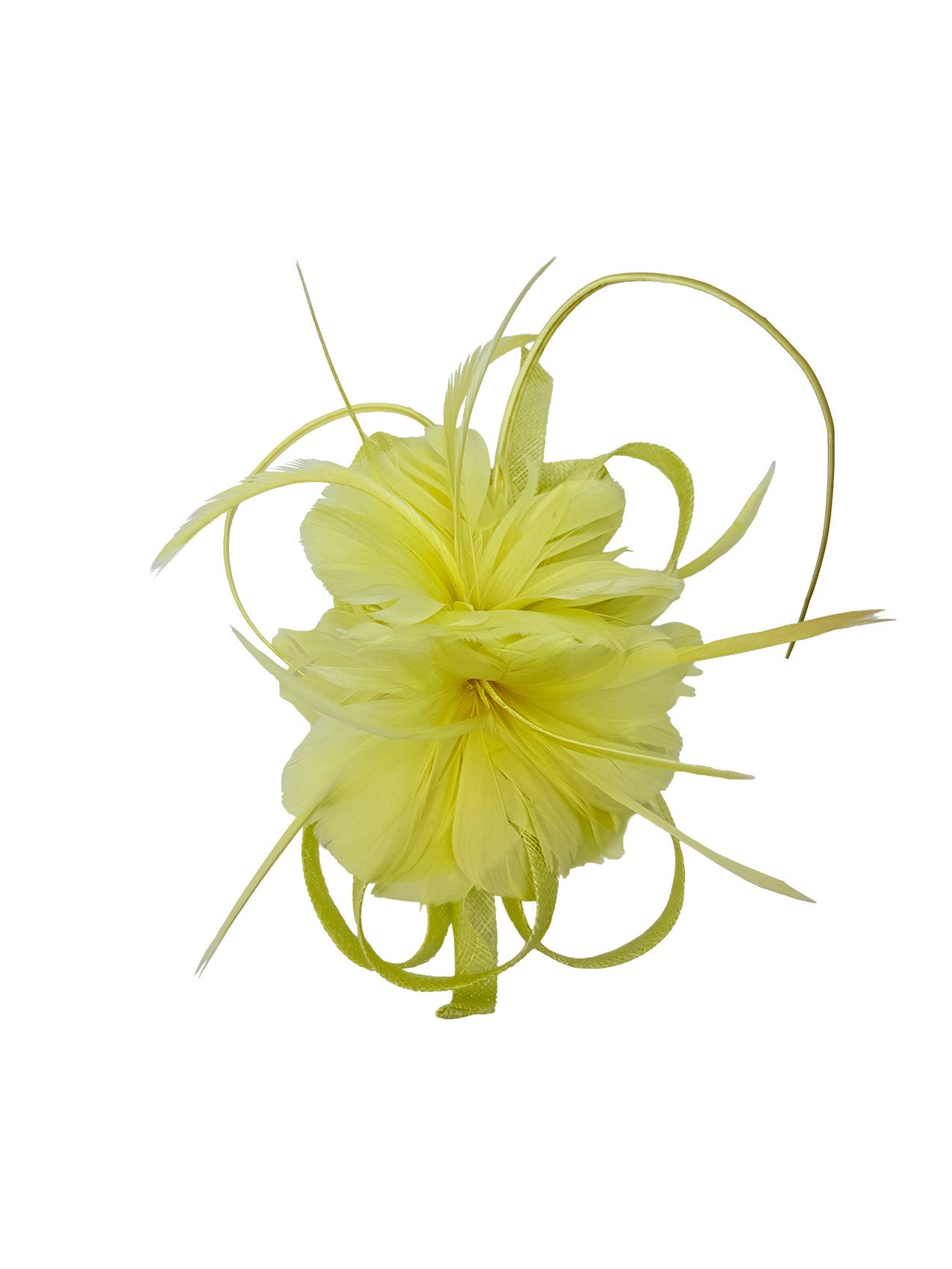 FT26180 Flower Feathers Fascinator with Sinamay Curls