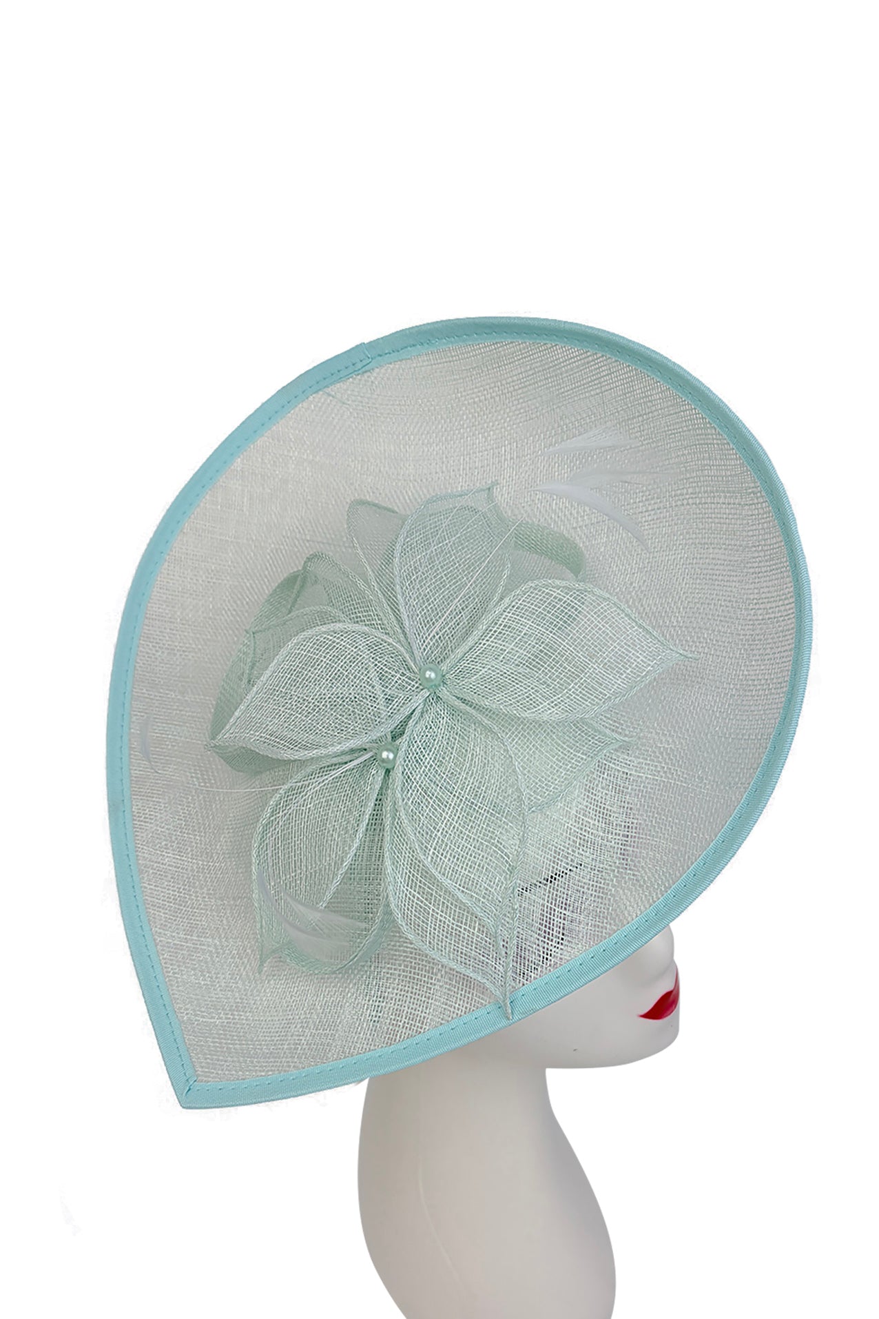 FT26340 Sinamay Hatinator with Pearl Flower and Feather Detailing