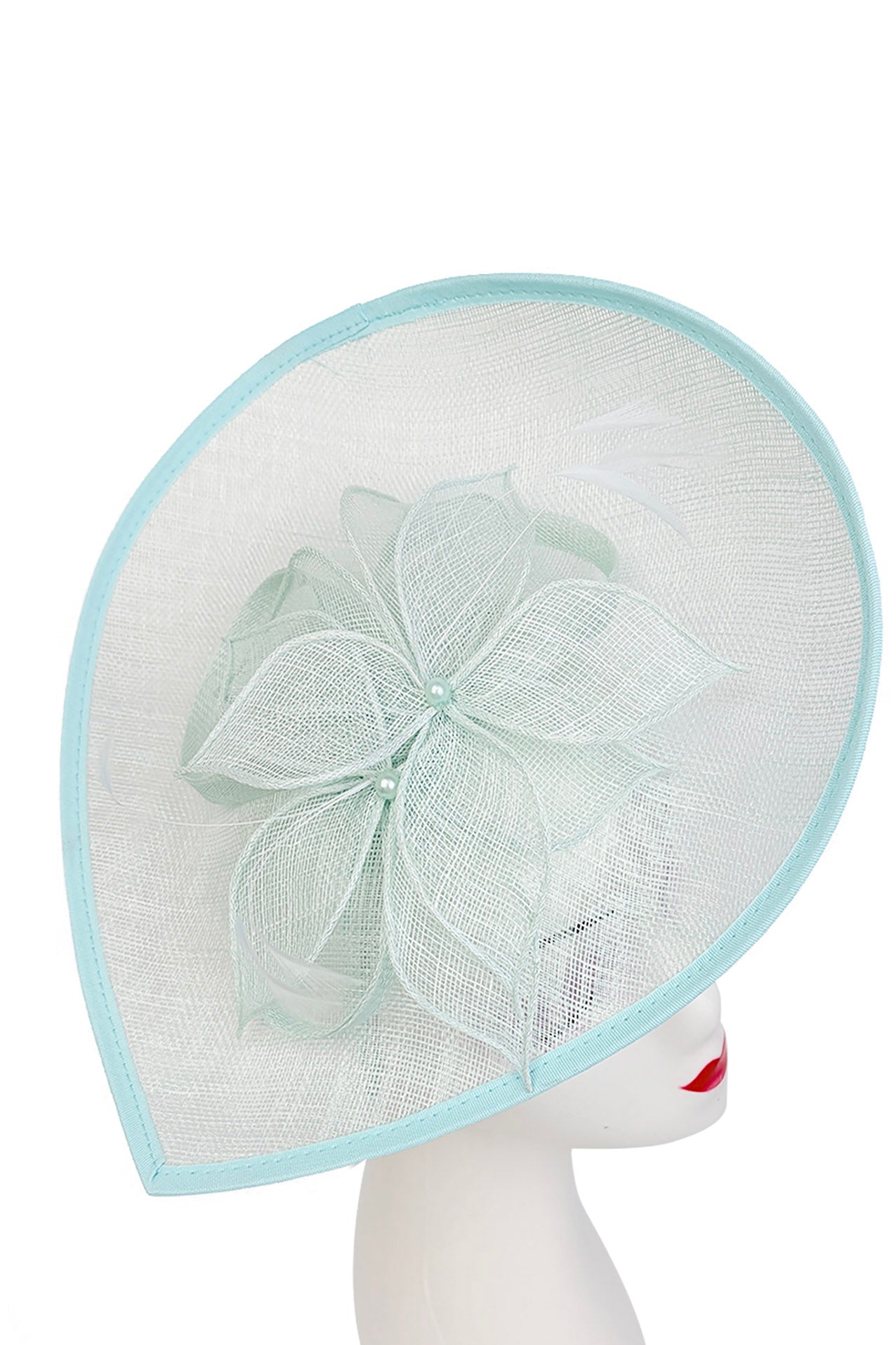 FT26340 Sinamay Hatinator with Pearl Flower and Feather Detailing