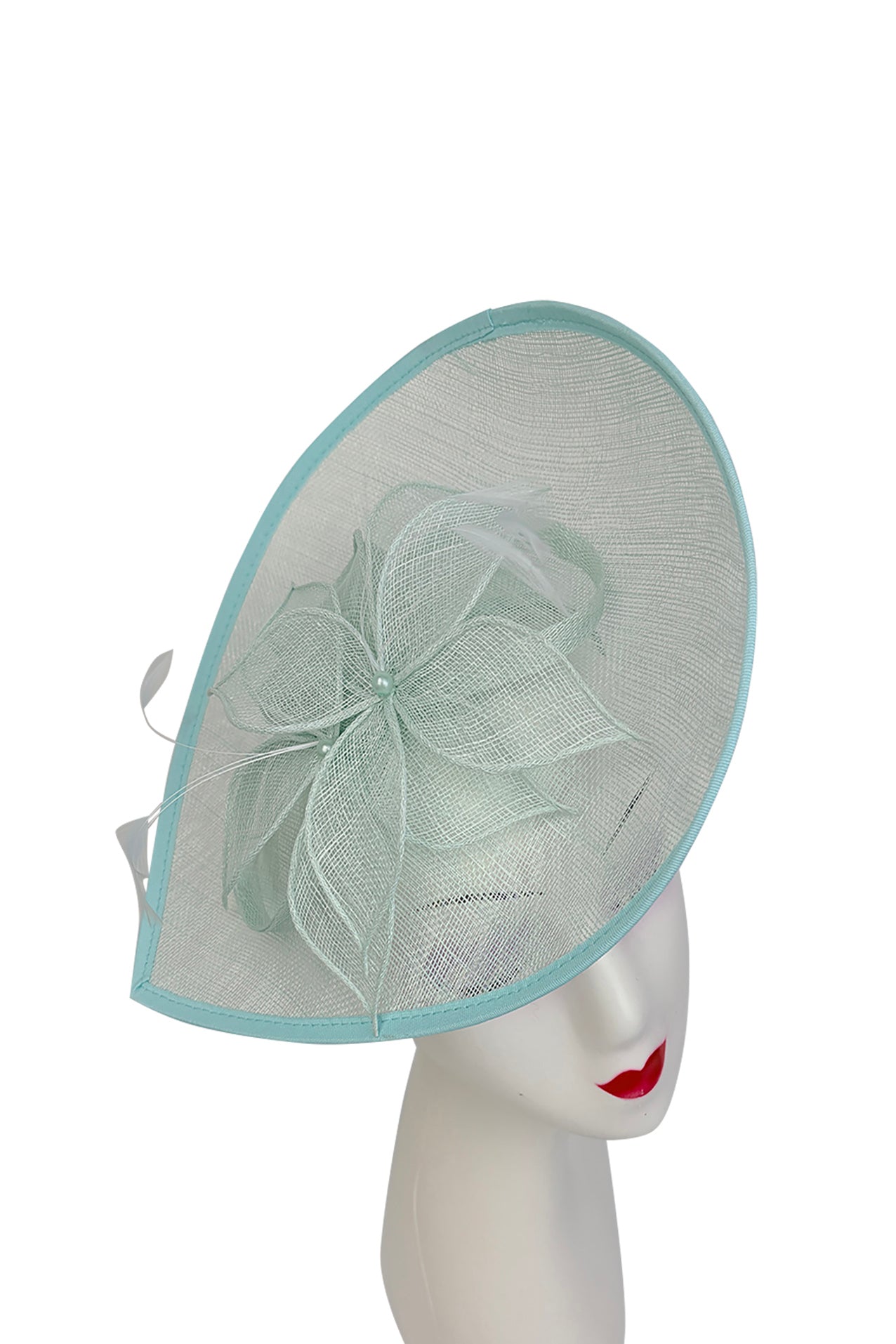 FT26340 Sinamay Hatinator with Pearl Flower and Feather Detailing