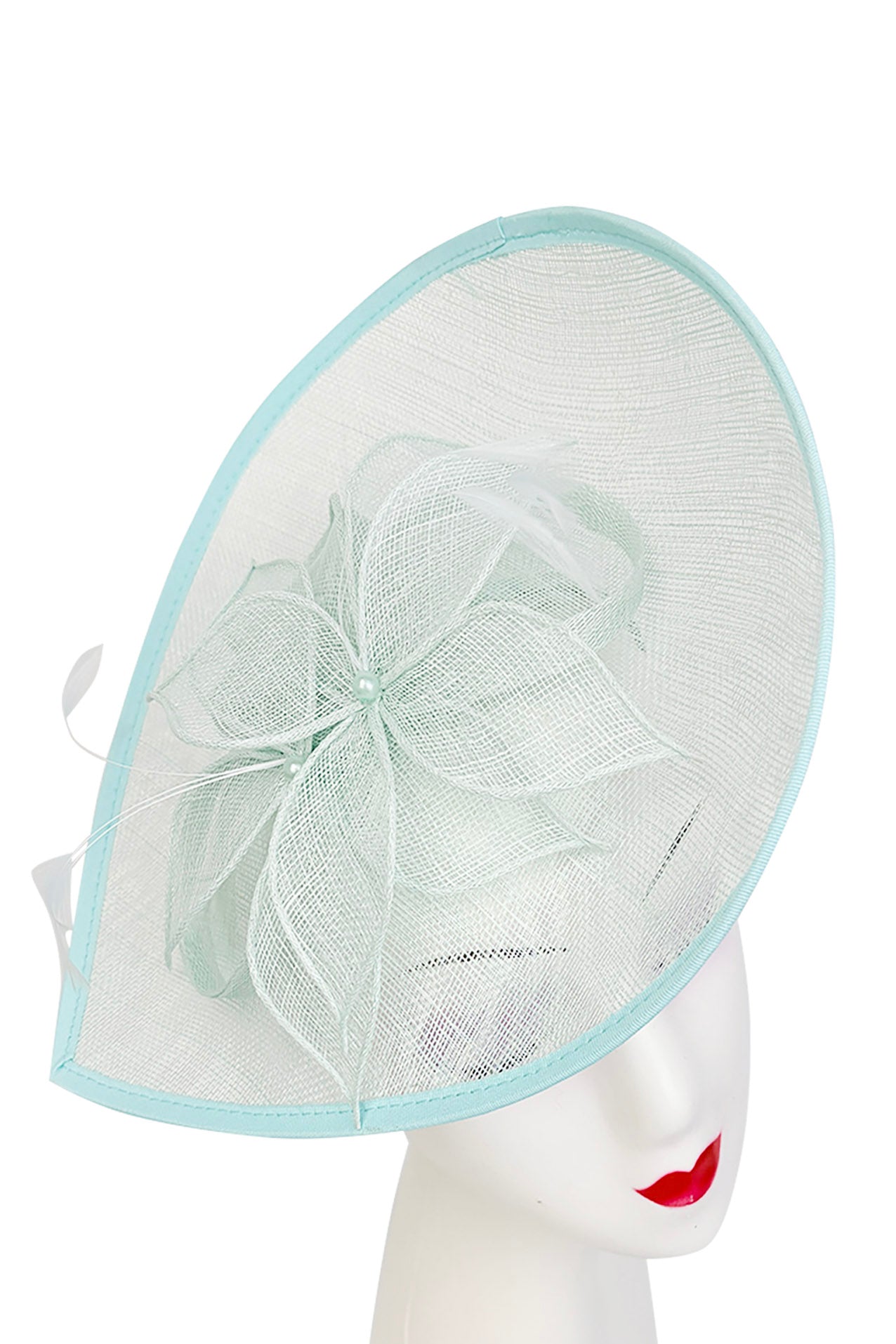 FT26340 Sinamay Hatinator with Pearl Flower and Feather Detailing