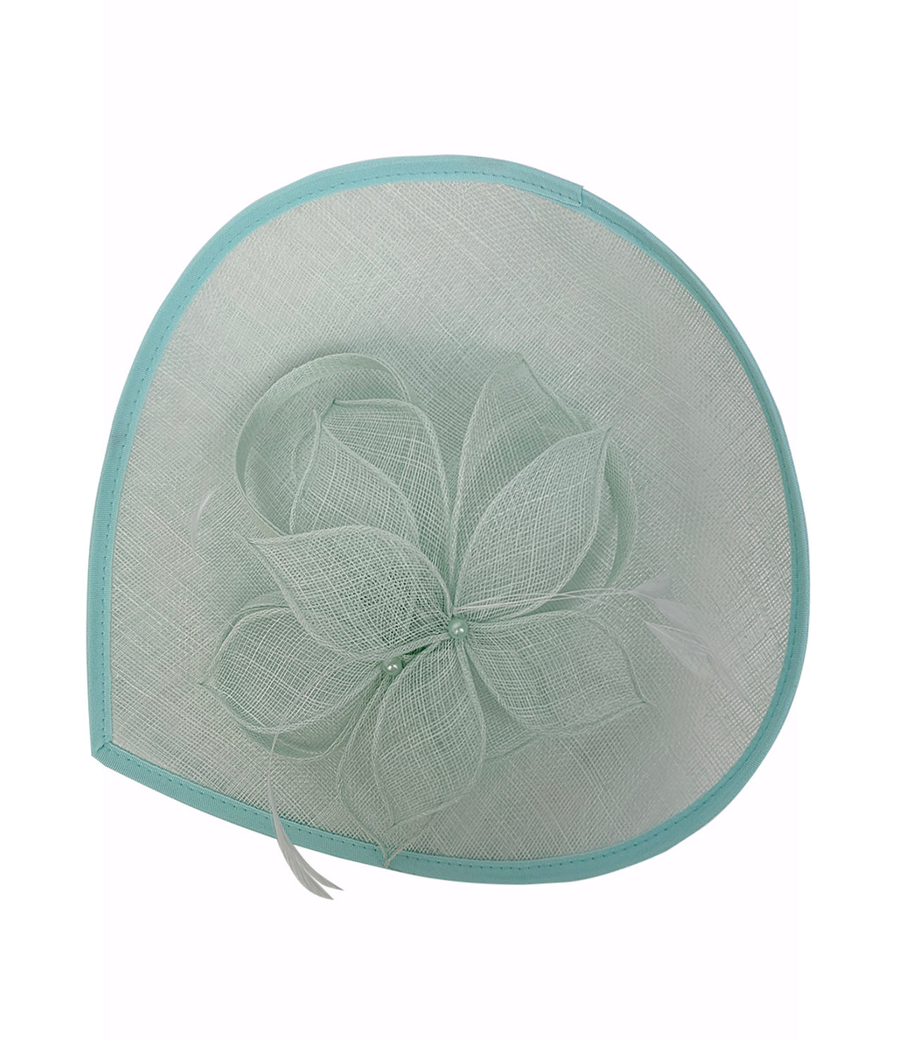 FT26340 Sinamay Hatinator with Pearl Flower and Feather Detailing