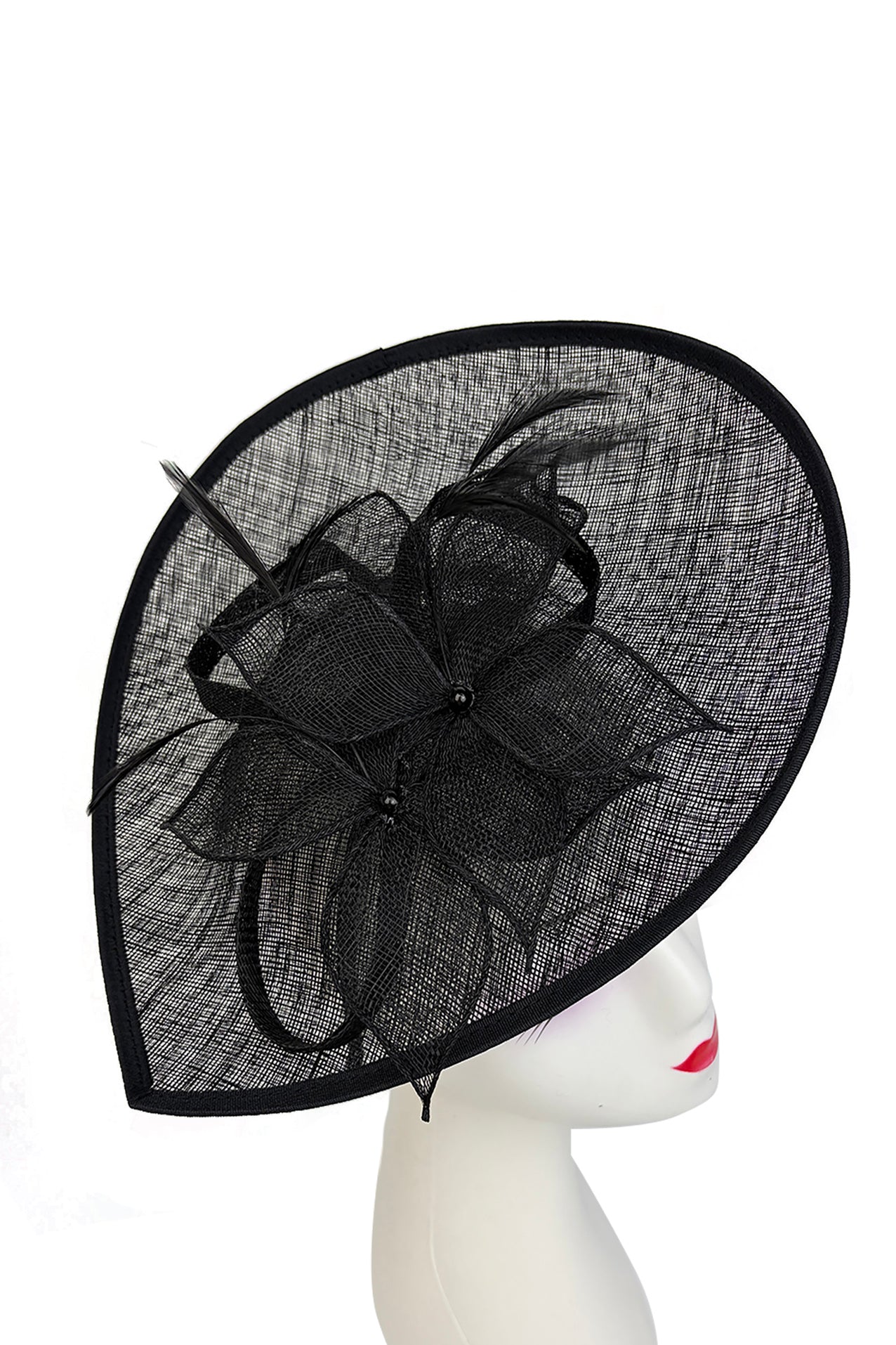 FT26340 Sinamay Hatinator with Pearl Flower and Feather Detailing