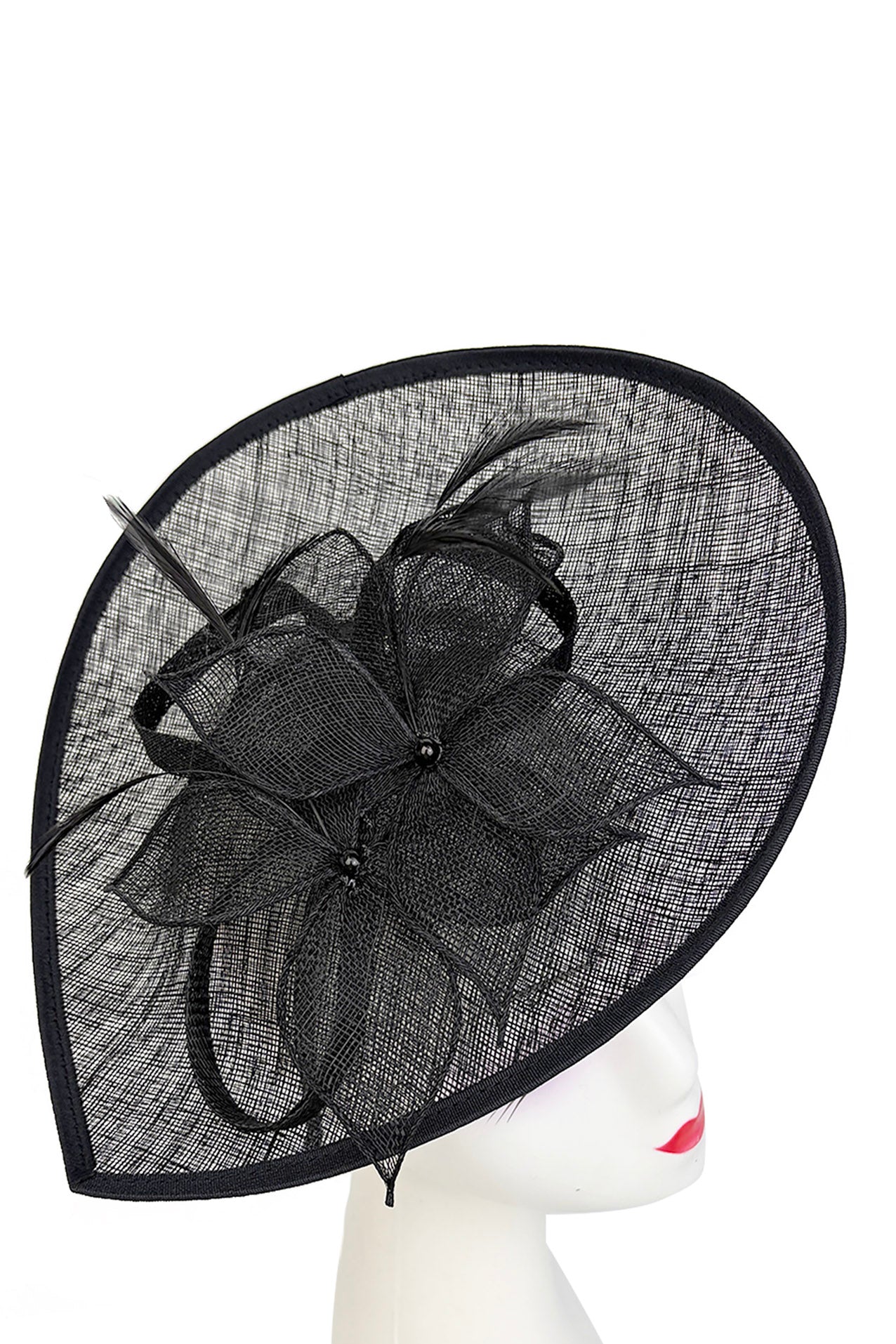 FT26340 Sinamay Hatinator with Pearl Flower and Feather Detailing