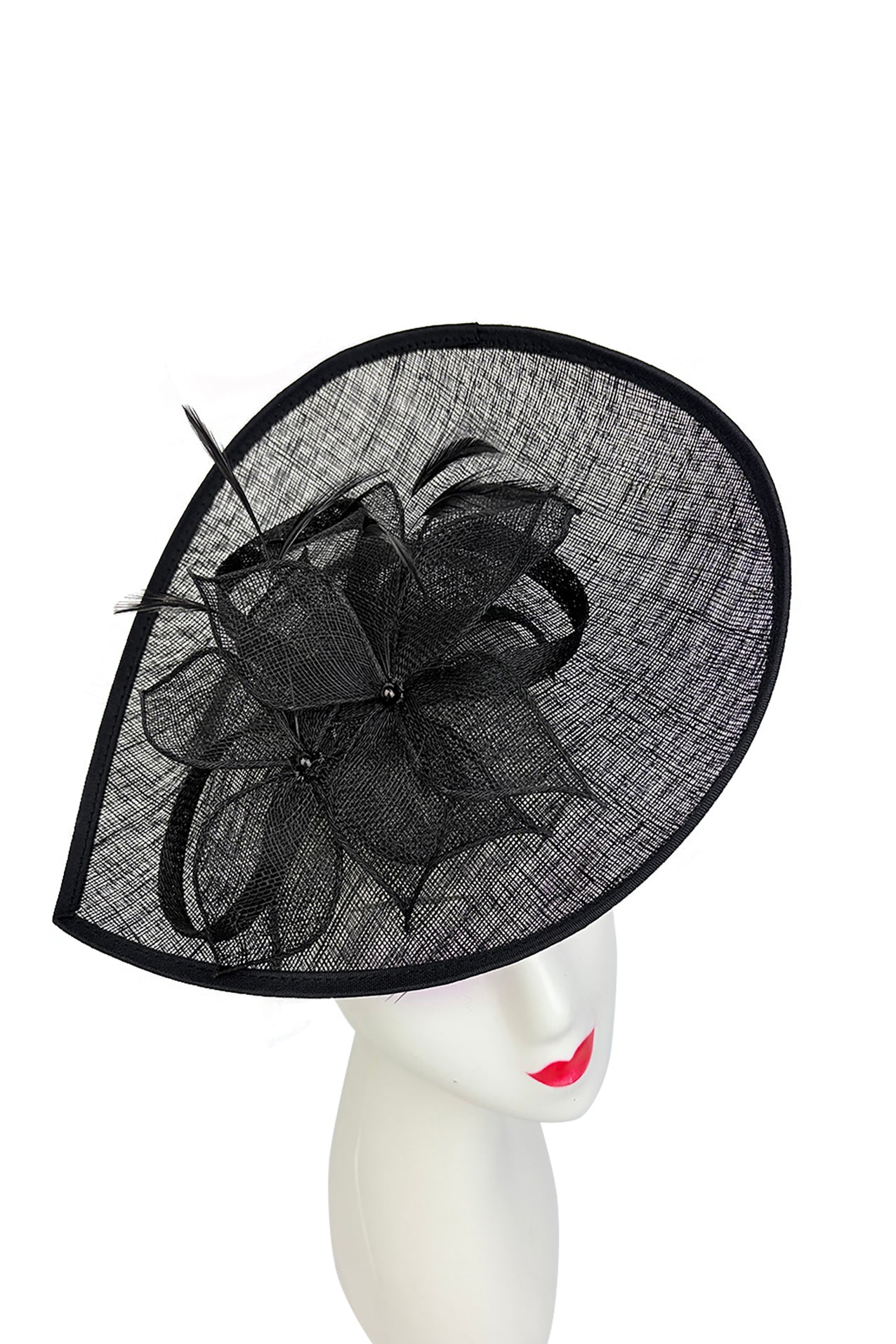 FT26340 Sinamay Hatinator with Pearl Flower and Feather Detailing