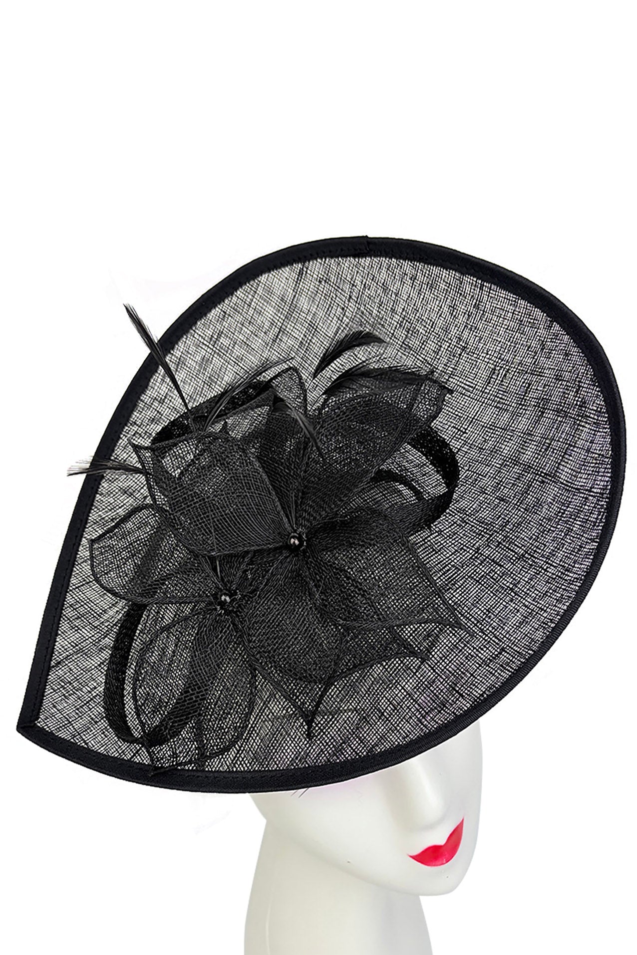 FT26340 Sinamay Hatinator with Pearl Flower and Feather Detailing