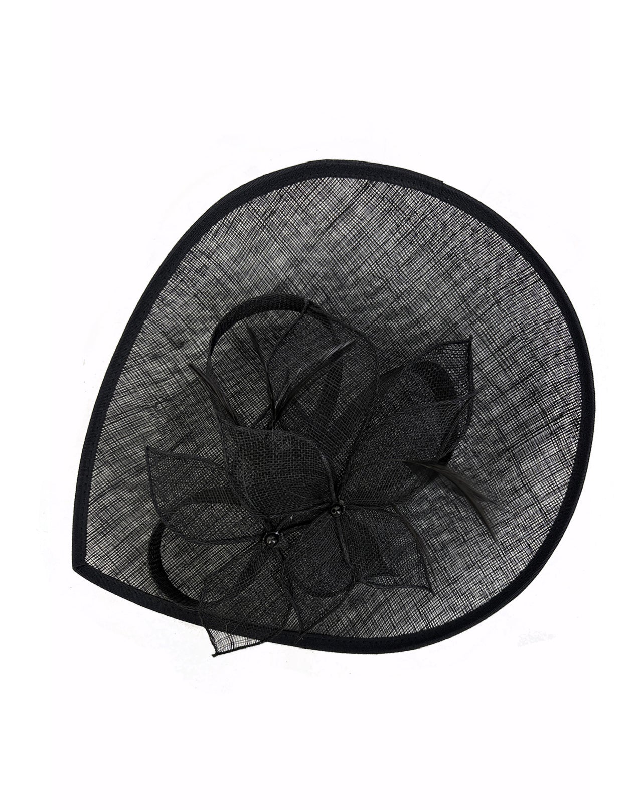 FT26340 Sinamay Hatinator with Pearl Flower and Feather Detailing