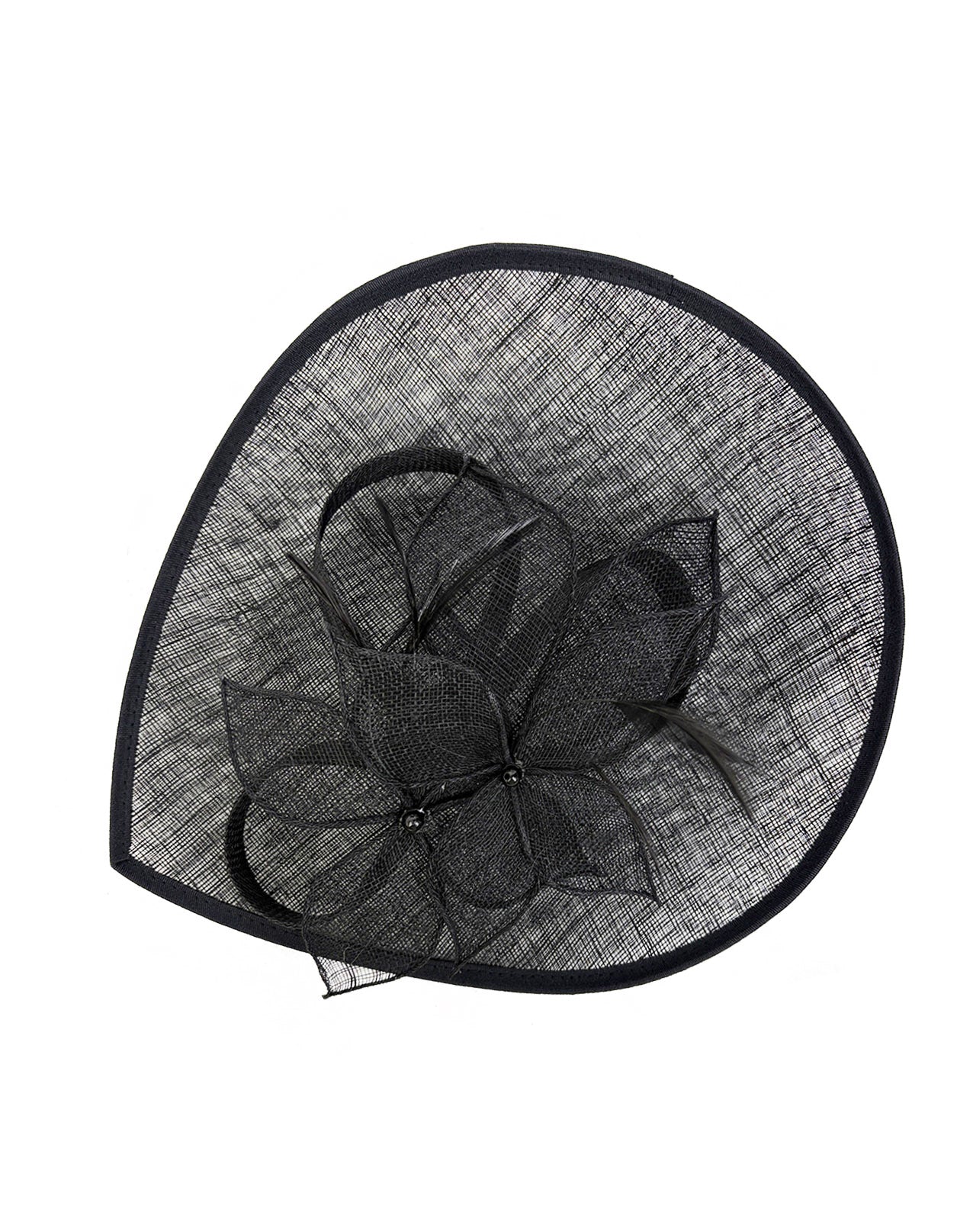FT26340 Sinamay Hatinator with Pearl Flower and Feather Detailing