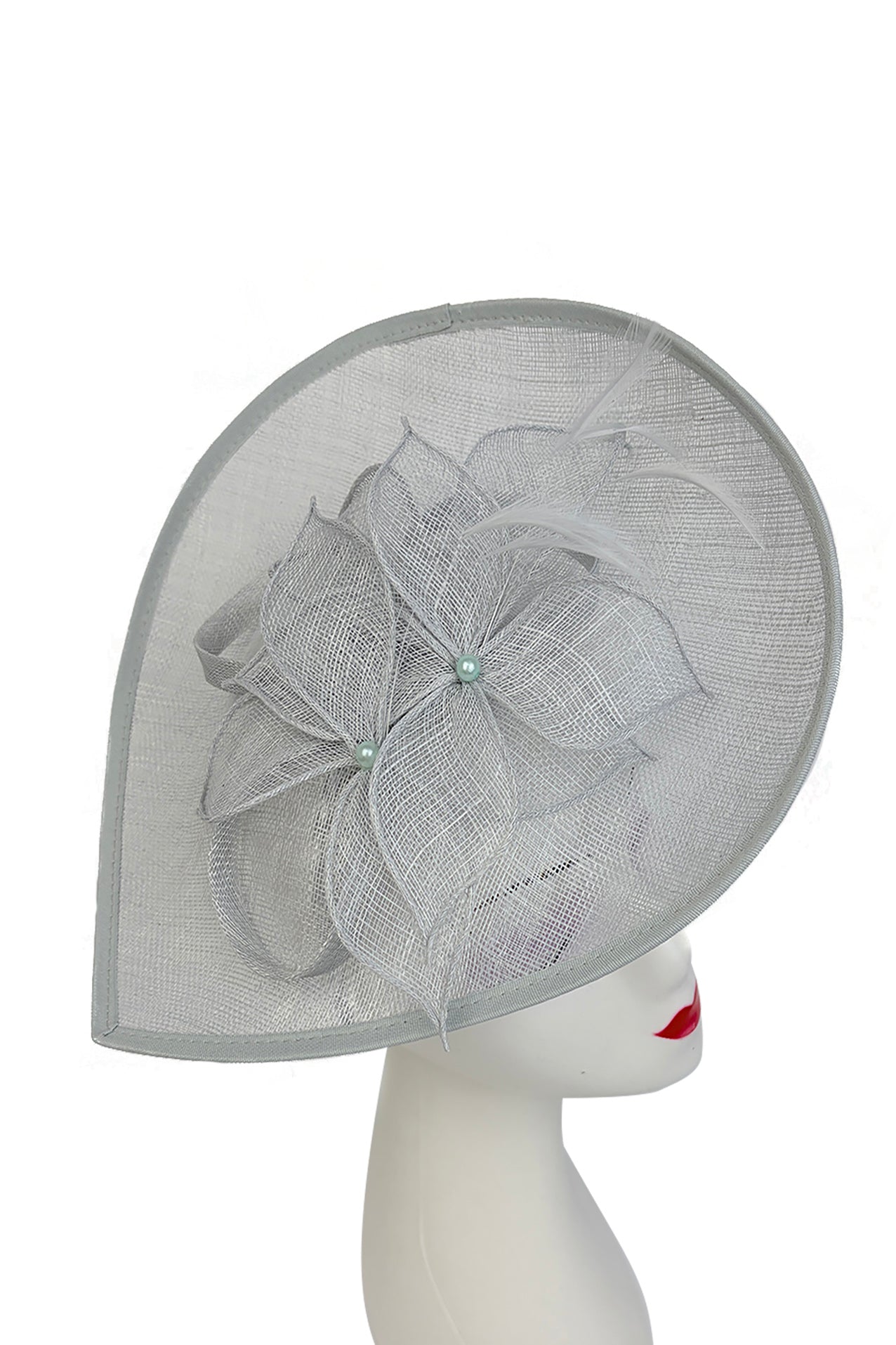 FT26340 Sinamay Hatinator with Pearl Flower and Feather Detailing