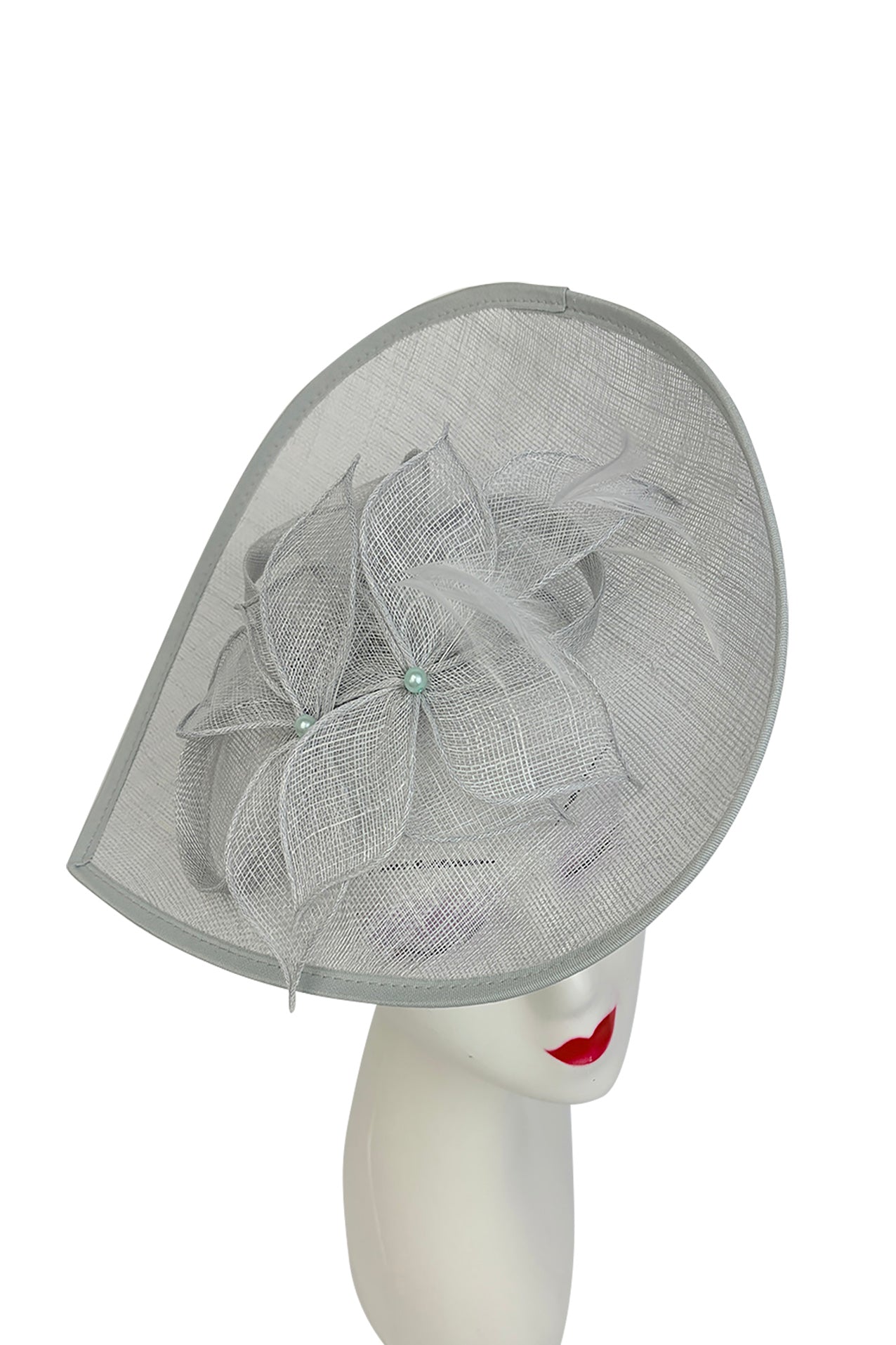 FT26340 Sinamay Hatinator with Pearl Flower and Feather Detailing
