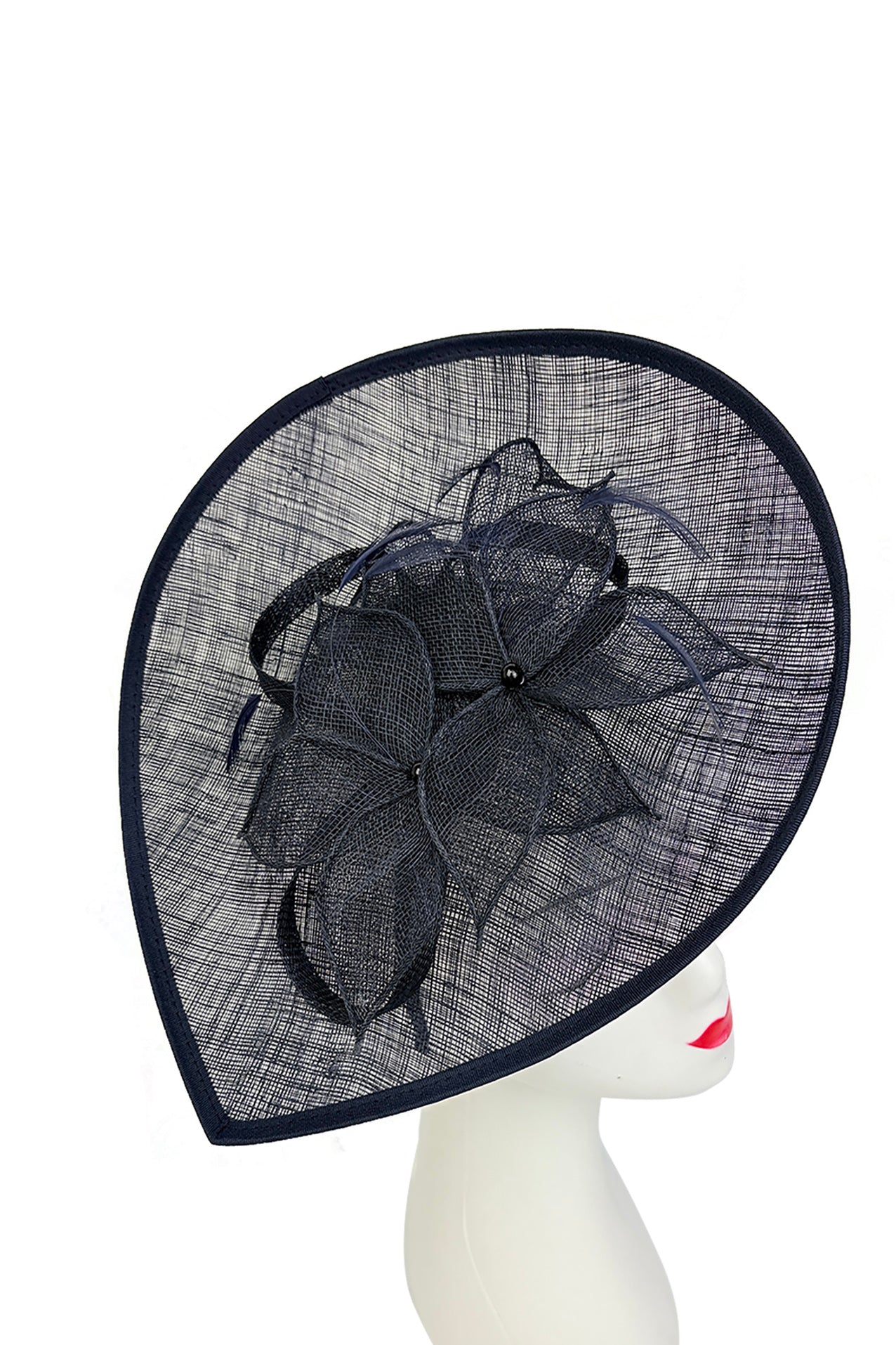 FT26340 Sinamay Hatinator with Pearl Flower and Feather Detailing