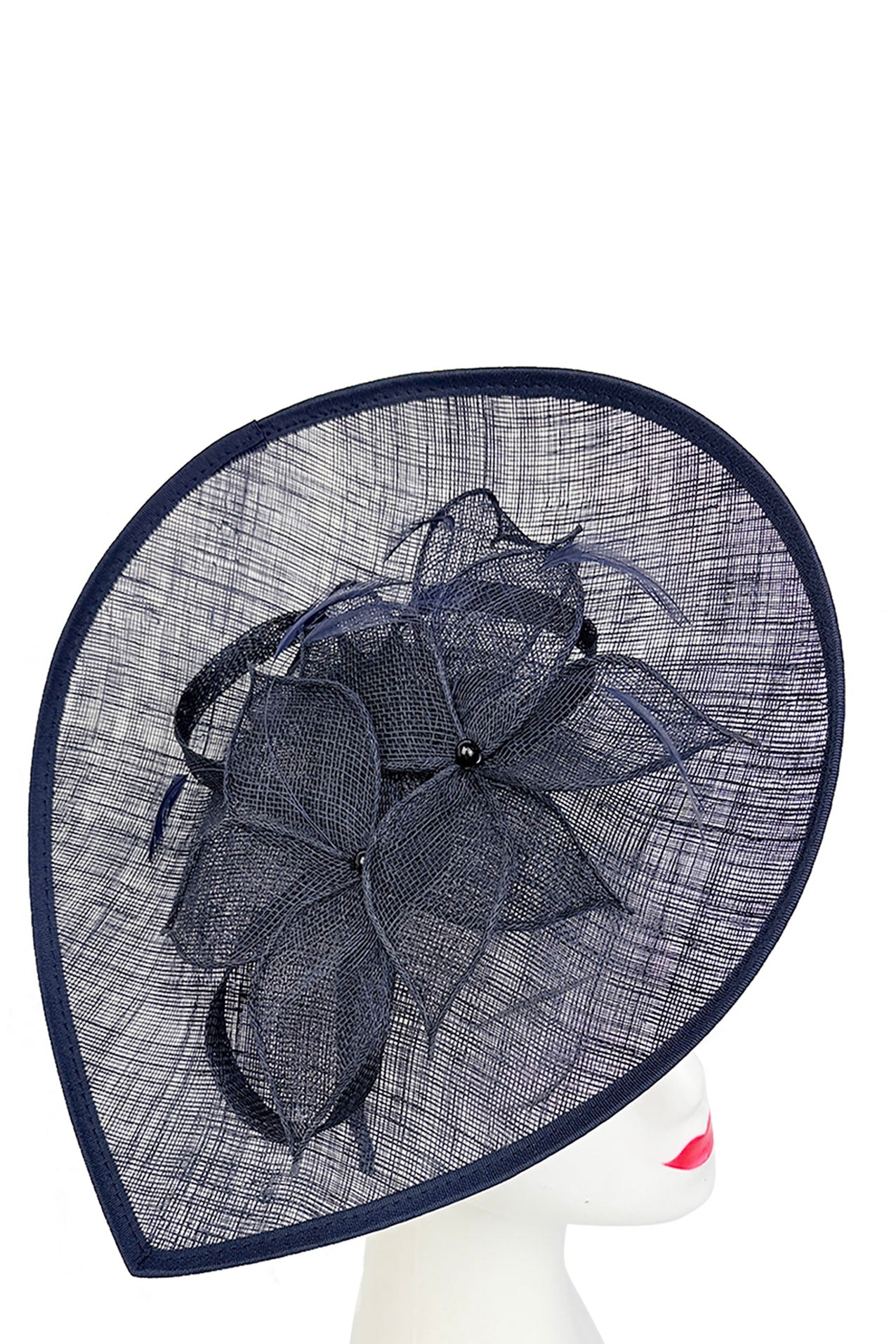 FT26340 Sinamay Hatinator with Pearl Flower and Feather Detailing