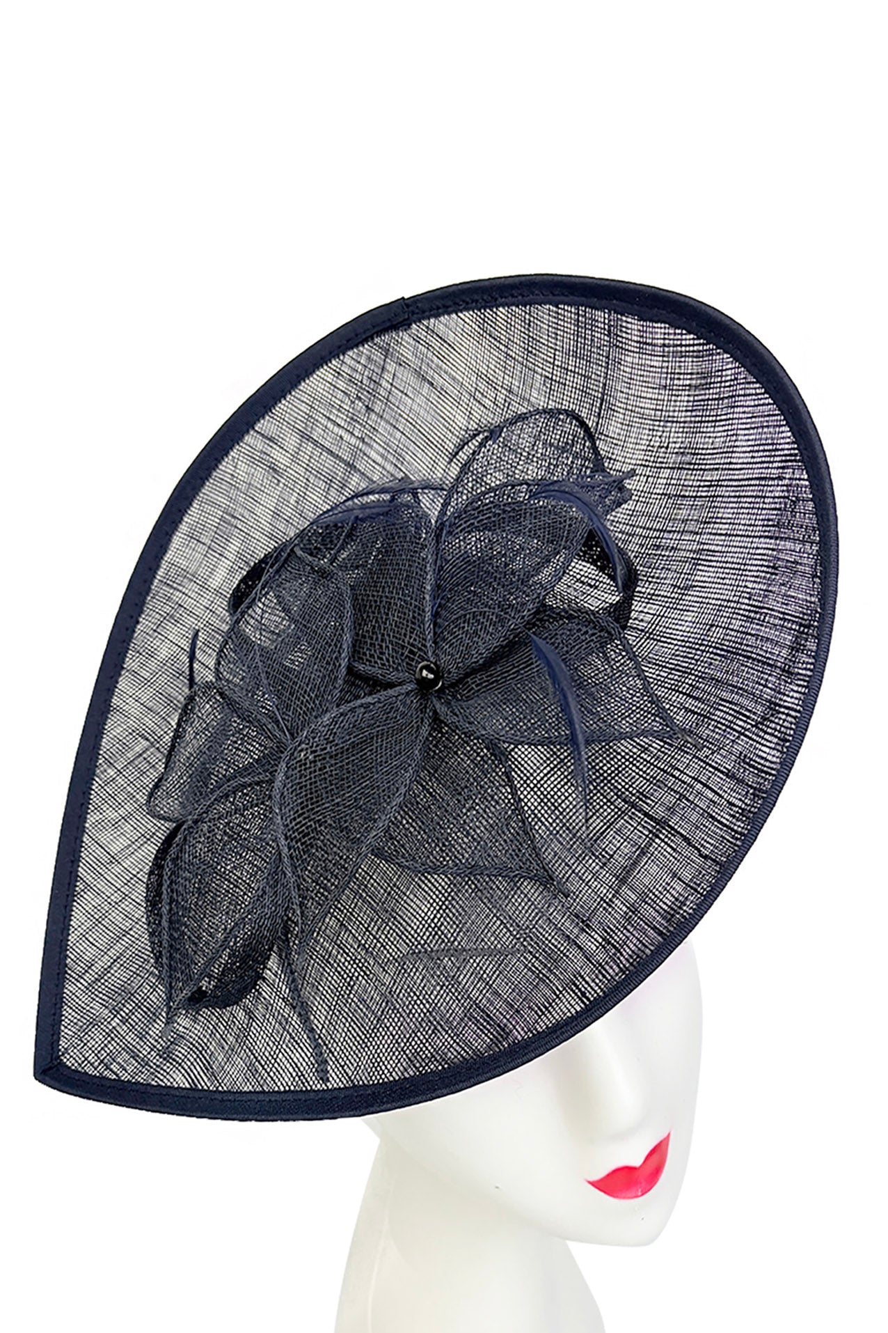 FT26340 Sinamay Hatinator with Pearl Flower and Feather Detailing
