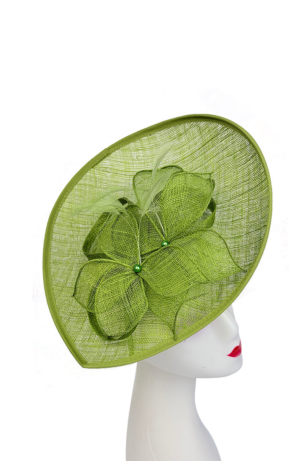 FT26340 Sinamay Hatinator with Pearl Flower and Feather Detailing